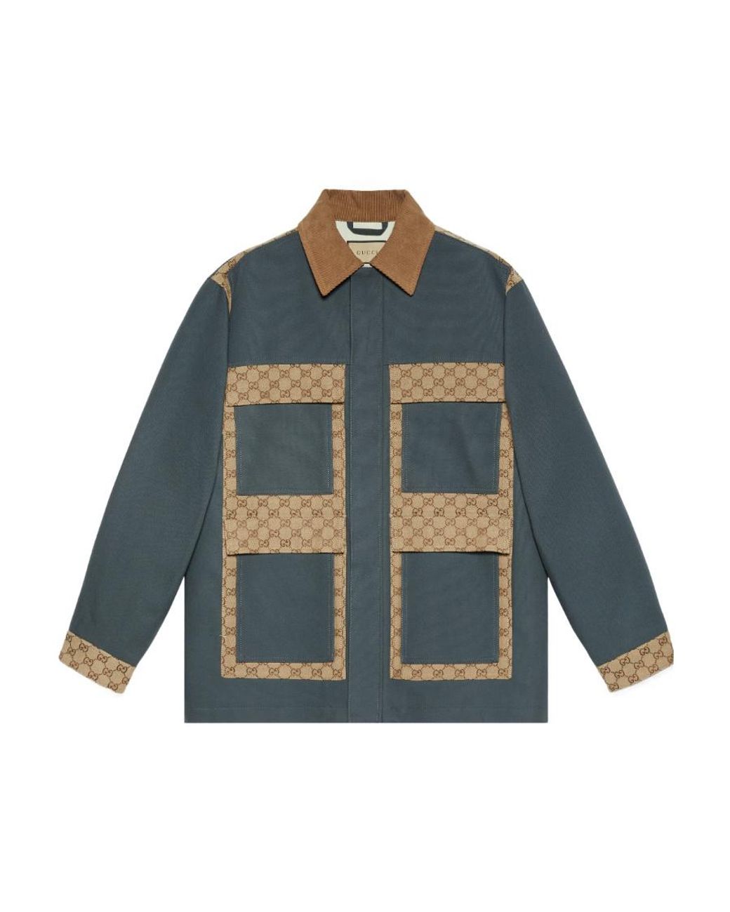 Gucci Blue Monorammed Corduroy Overshirt for men