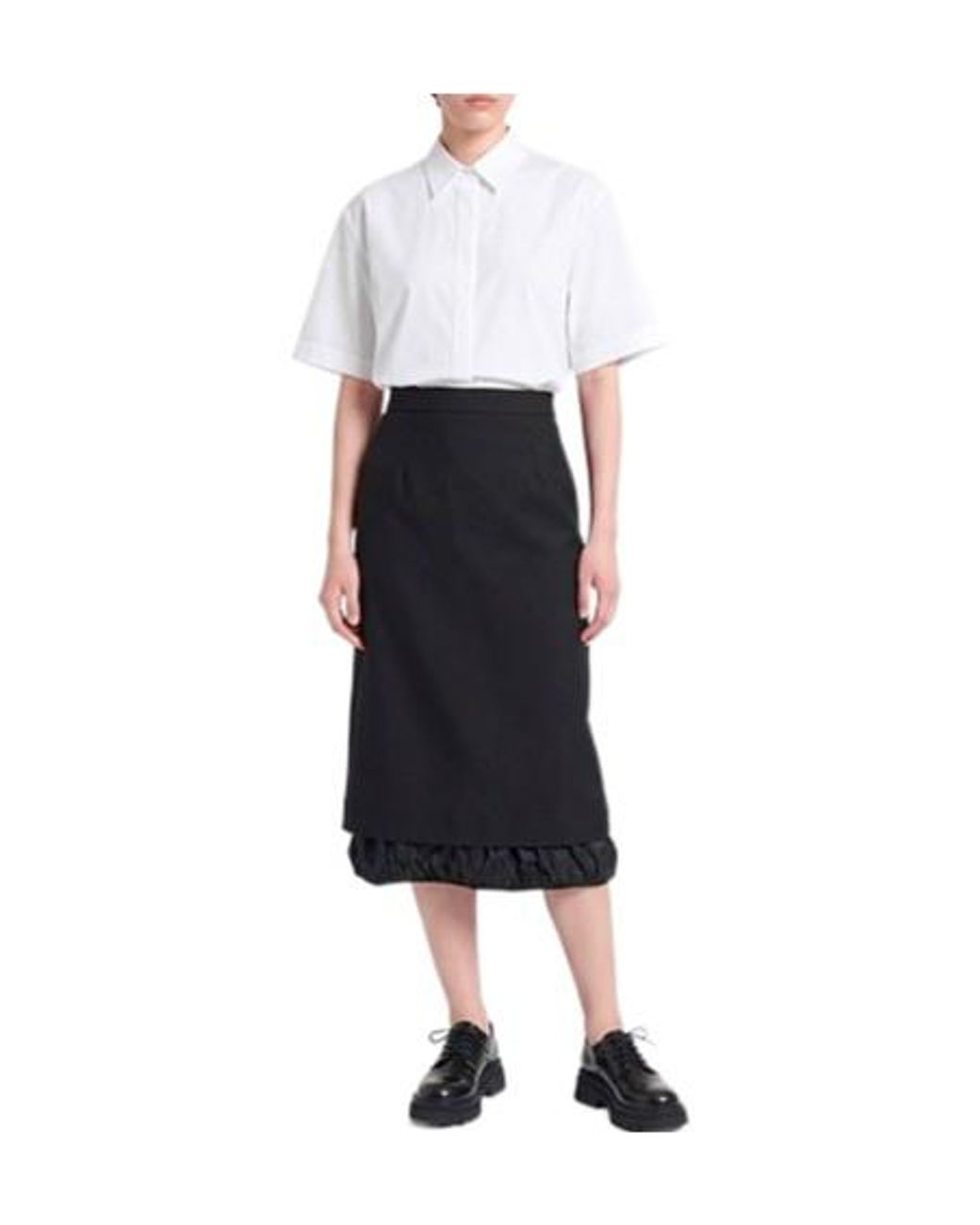 Tory Burch Black Refreshing Wool Umbrella Skirt