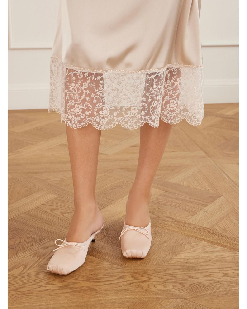Simone Rocha Pink Pointe Bow-Detailed Satin Pumps