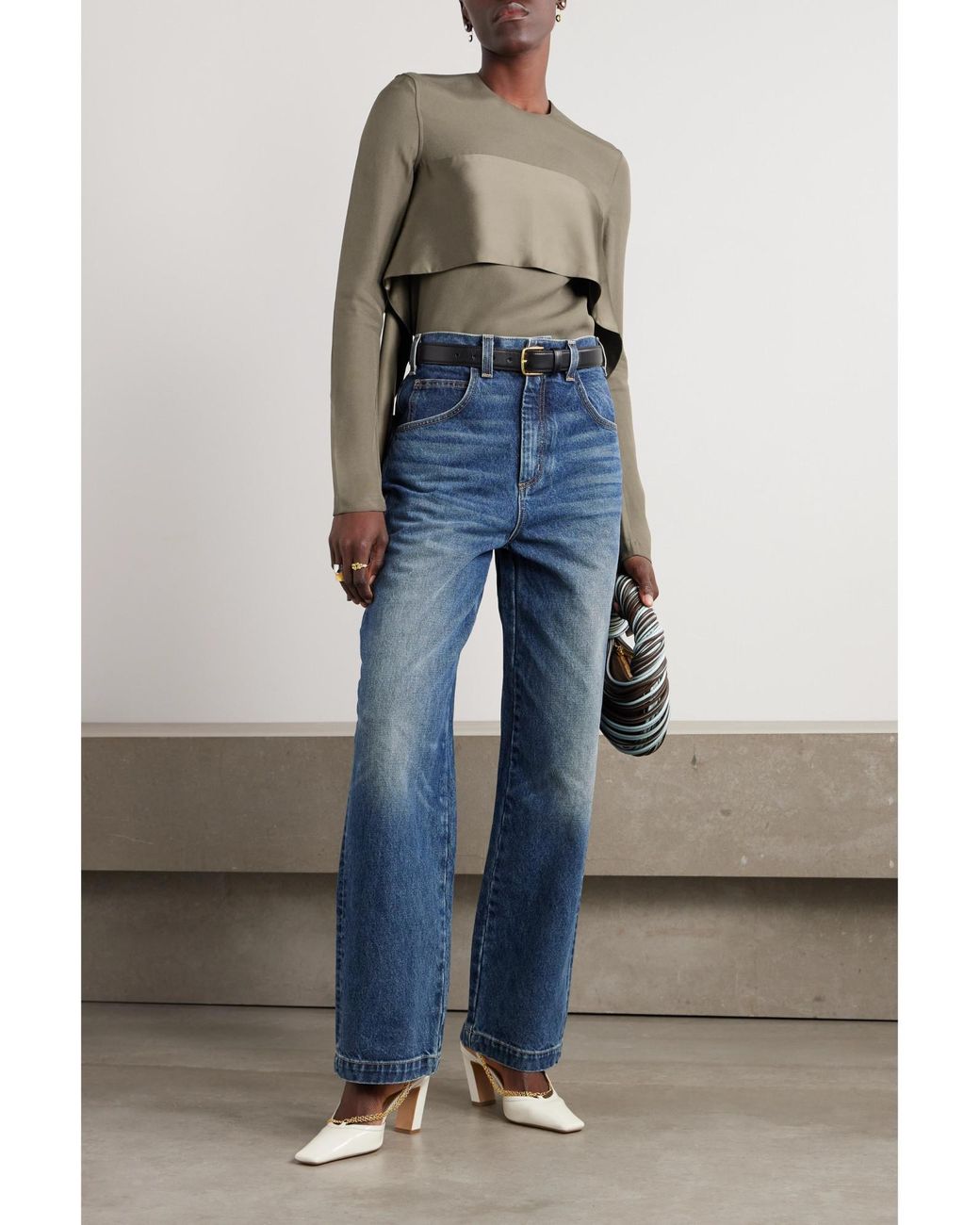 Totême  Brown Tie-Fastening Crepe Blouse