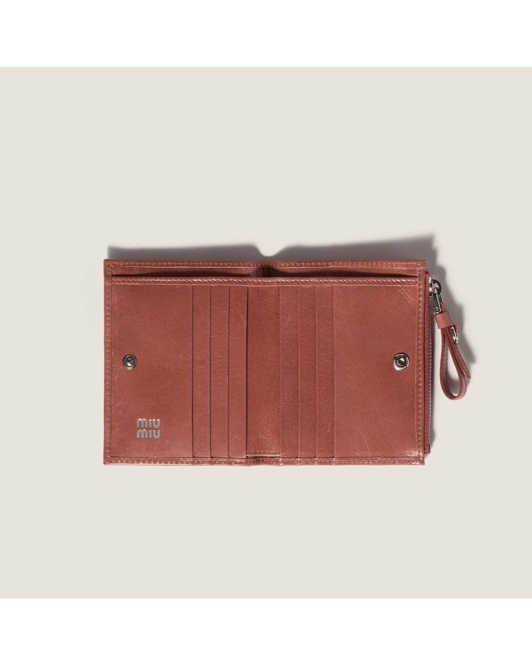 Miu Miu Red Logo-Embossed Leather Wallet