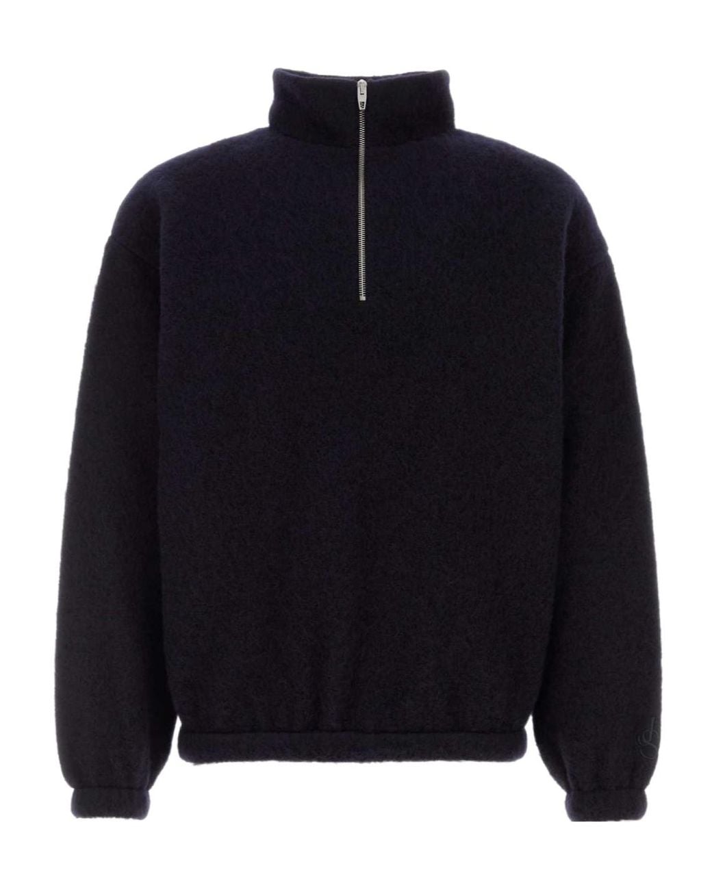 Jil Sander Black Half Zip High Neck Sweatshirt for men