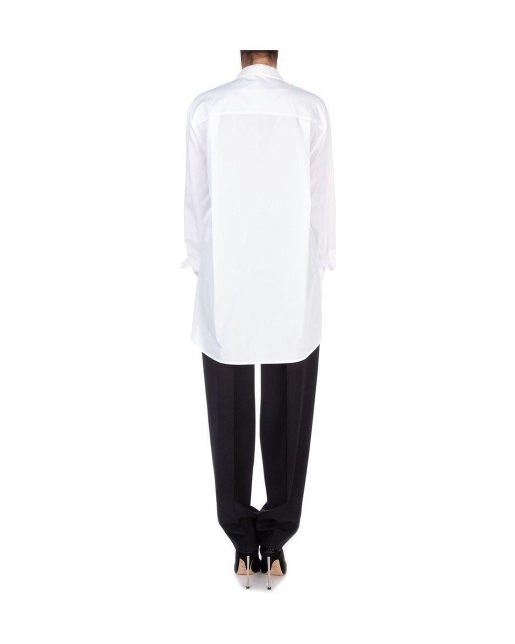 Givenchy White Scarf-Neck Poplin Blouse