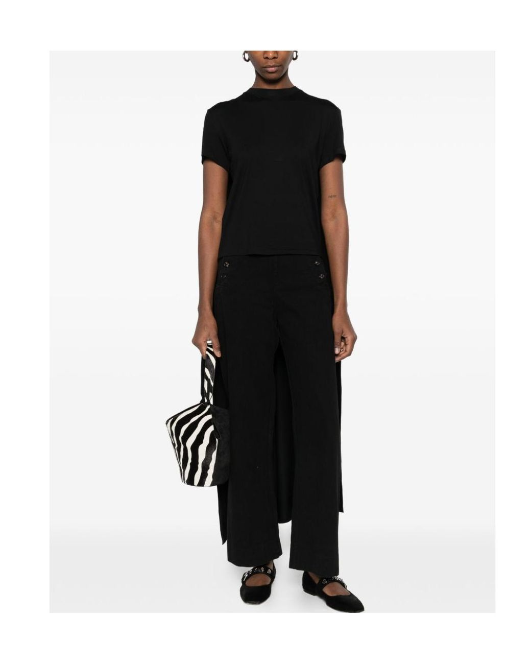 Magda Butrym Black Scarf Detailed Fitted T-Shirt