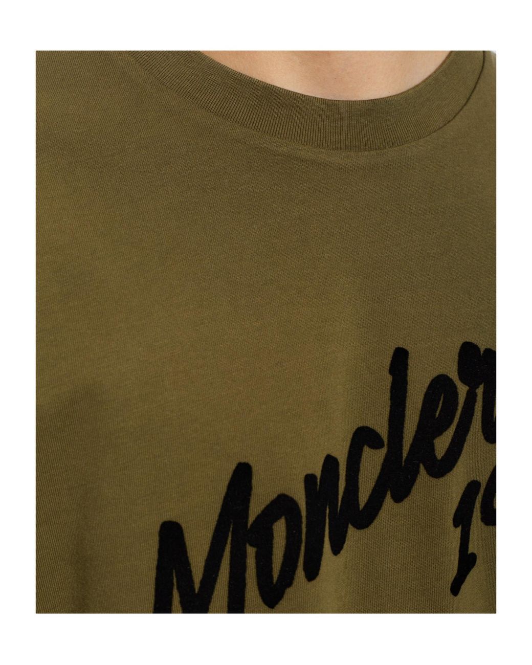 Moncler Green Logo Patch Long Sleeved T-Shirt for men