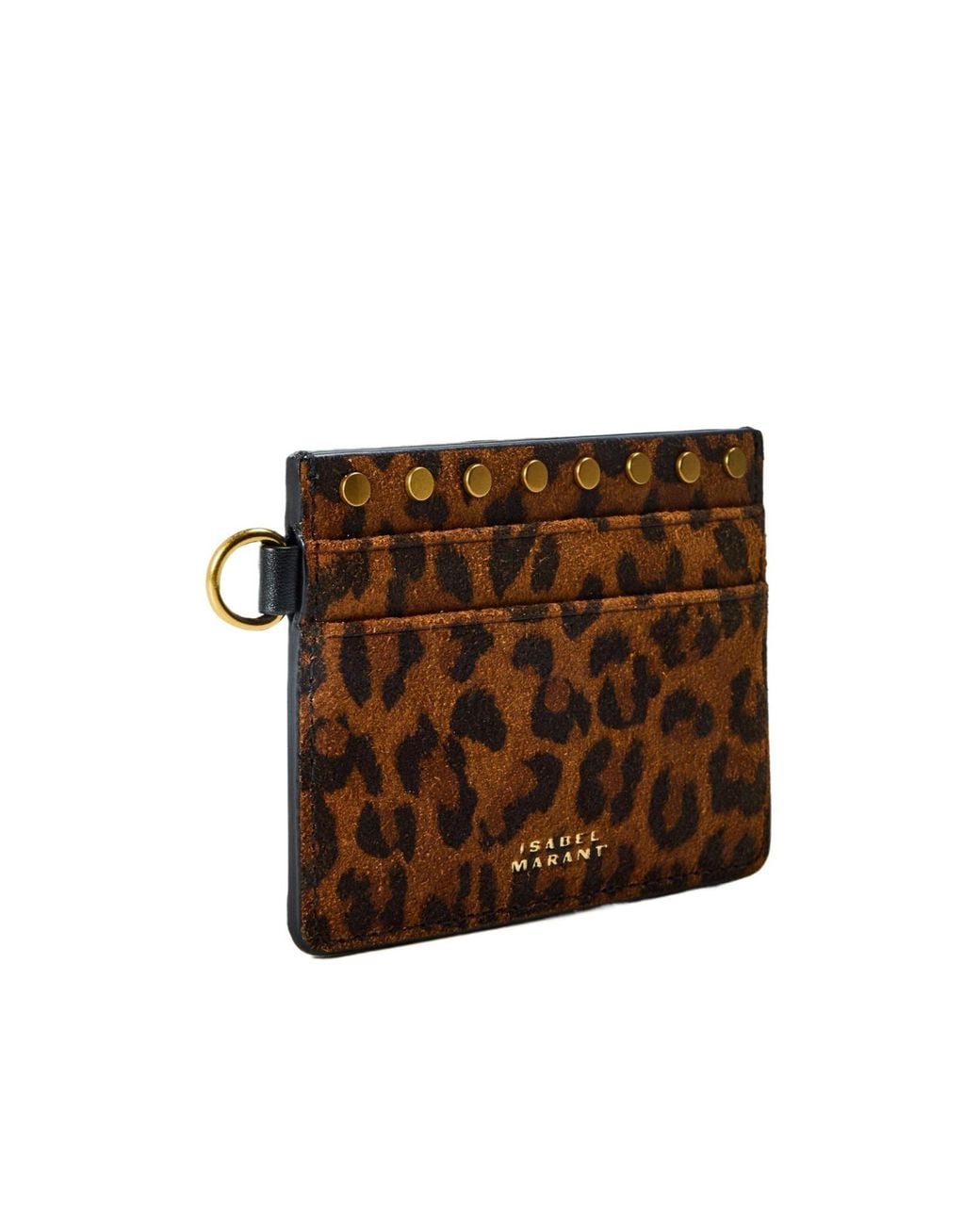 Isabel Marant Brown Leopardprint Suede Card Holder