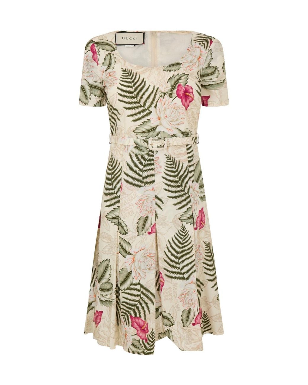 Gucci Natural Floralprint Shortsleeve Dress