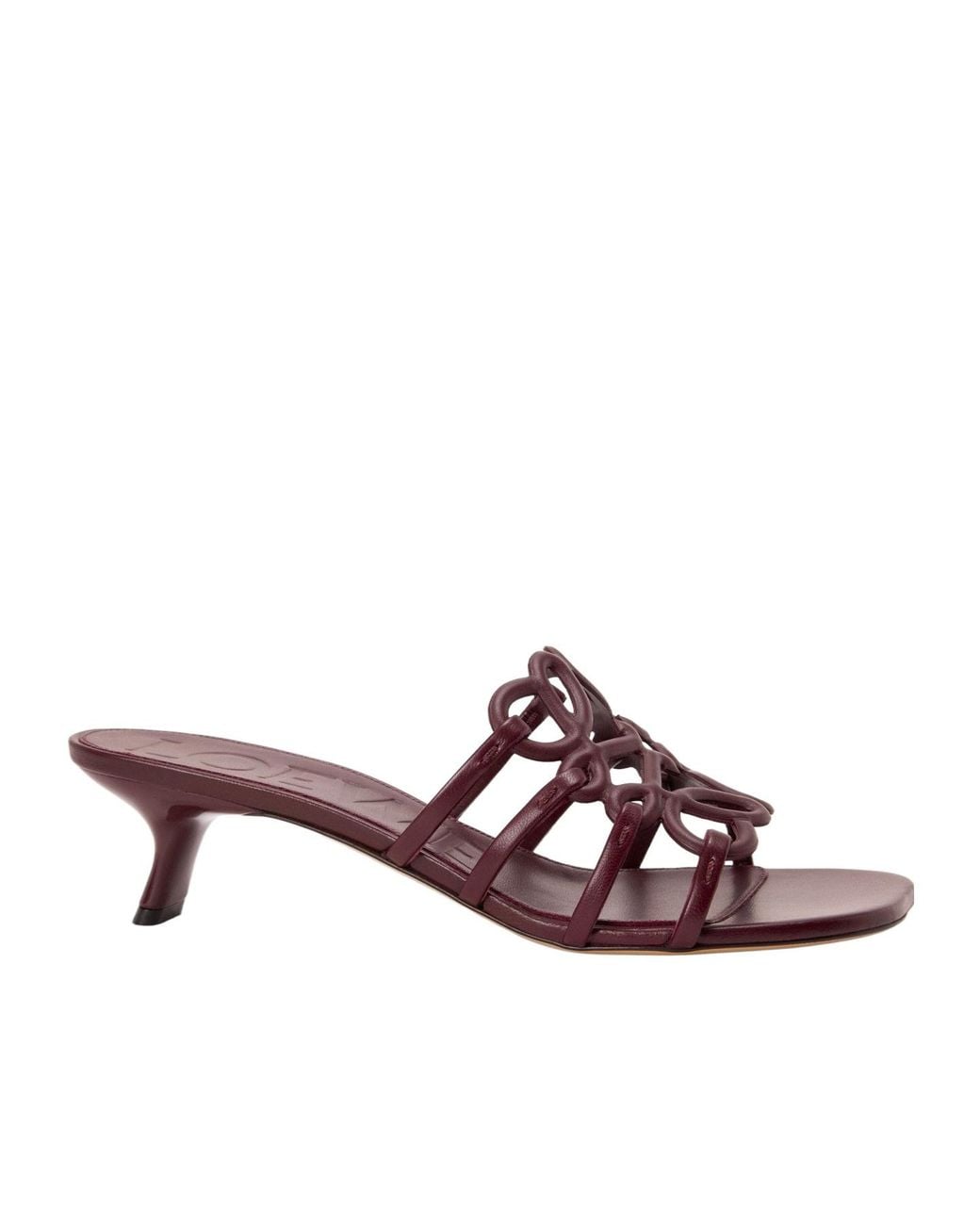 Loewe Purple Anagram Cutout Heeled Sandals