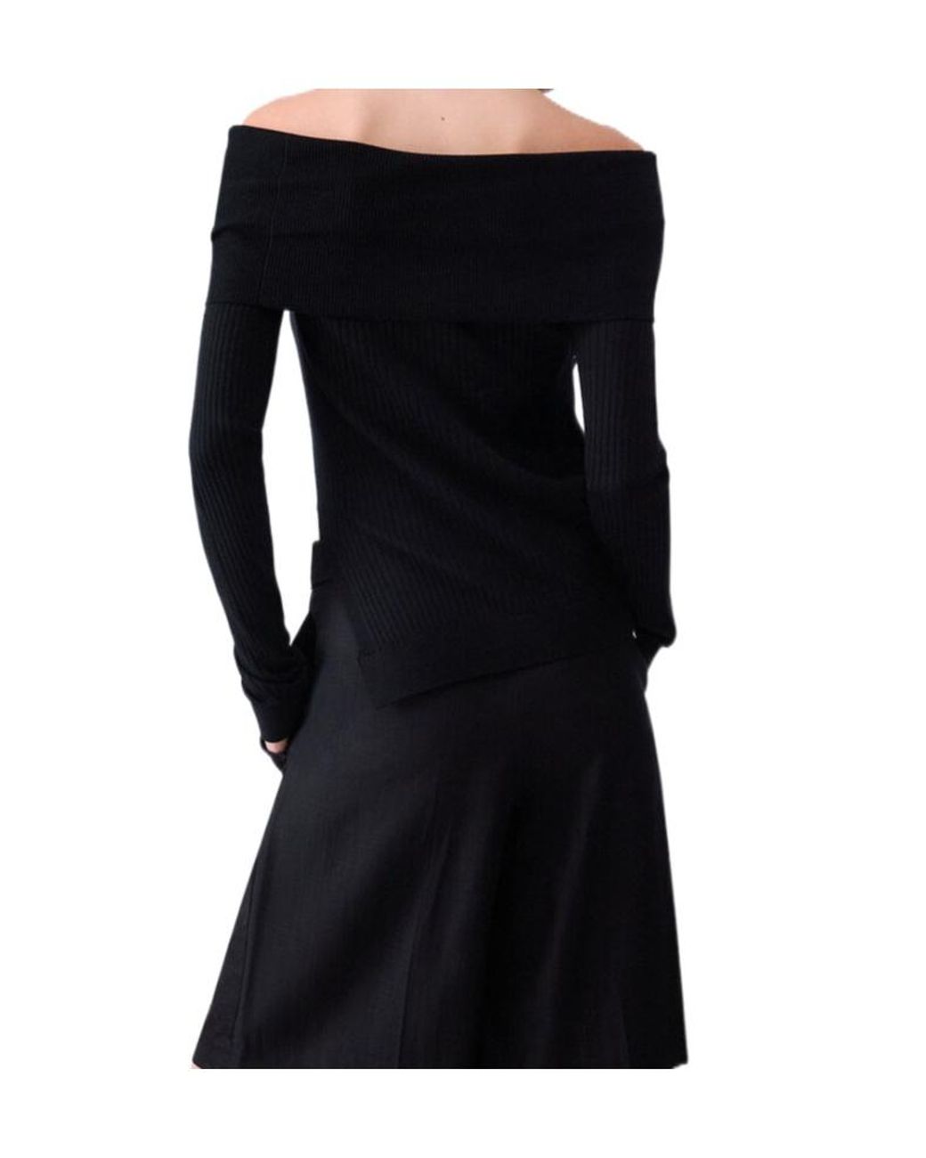 Liu Jo Black Off-Shoulder Embellished Knitted Sweater