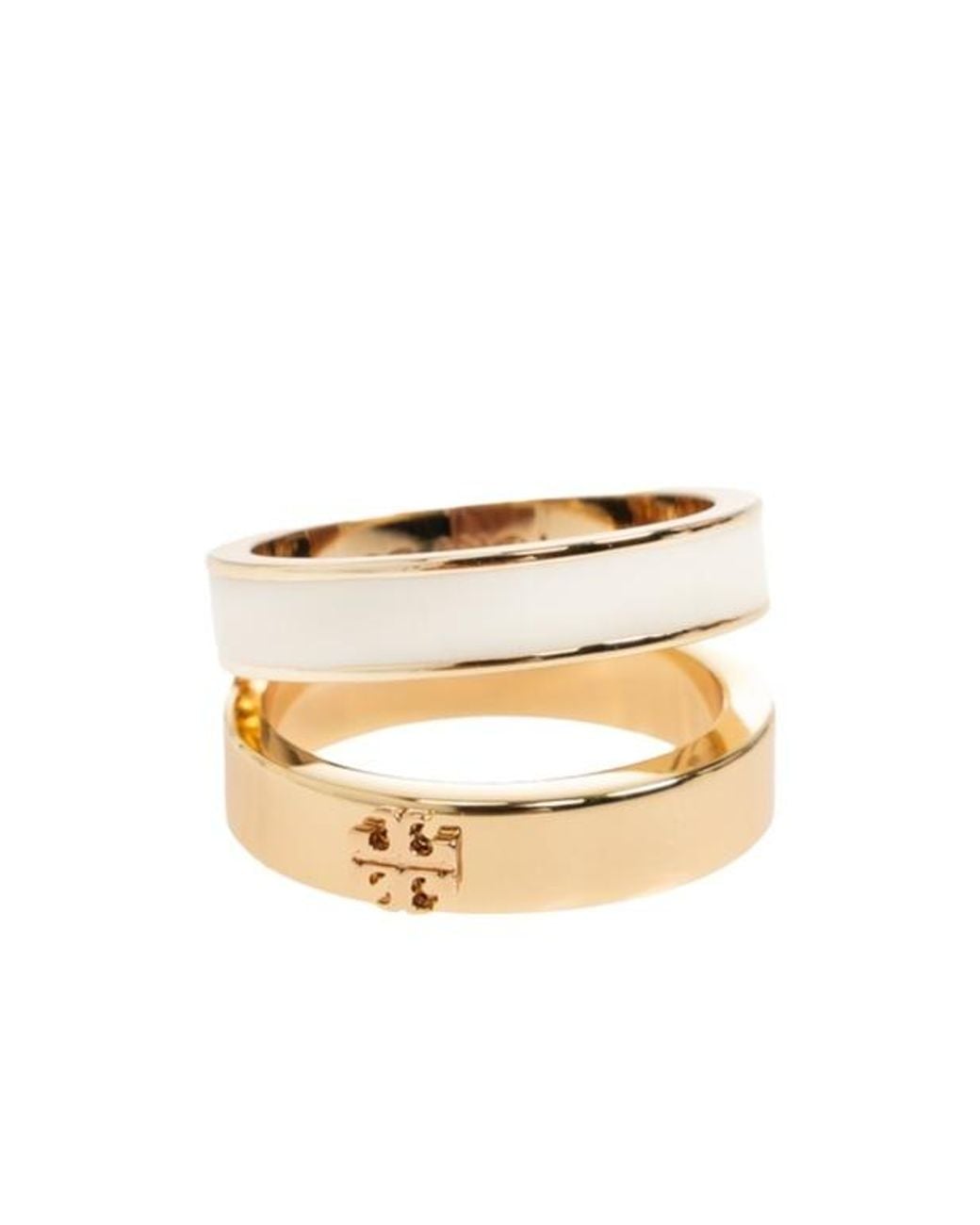 Tory Burch White Icon Enamel Double Ring