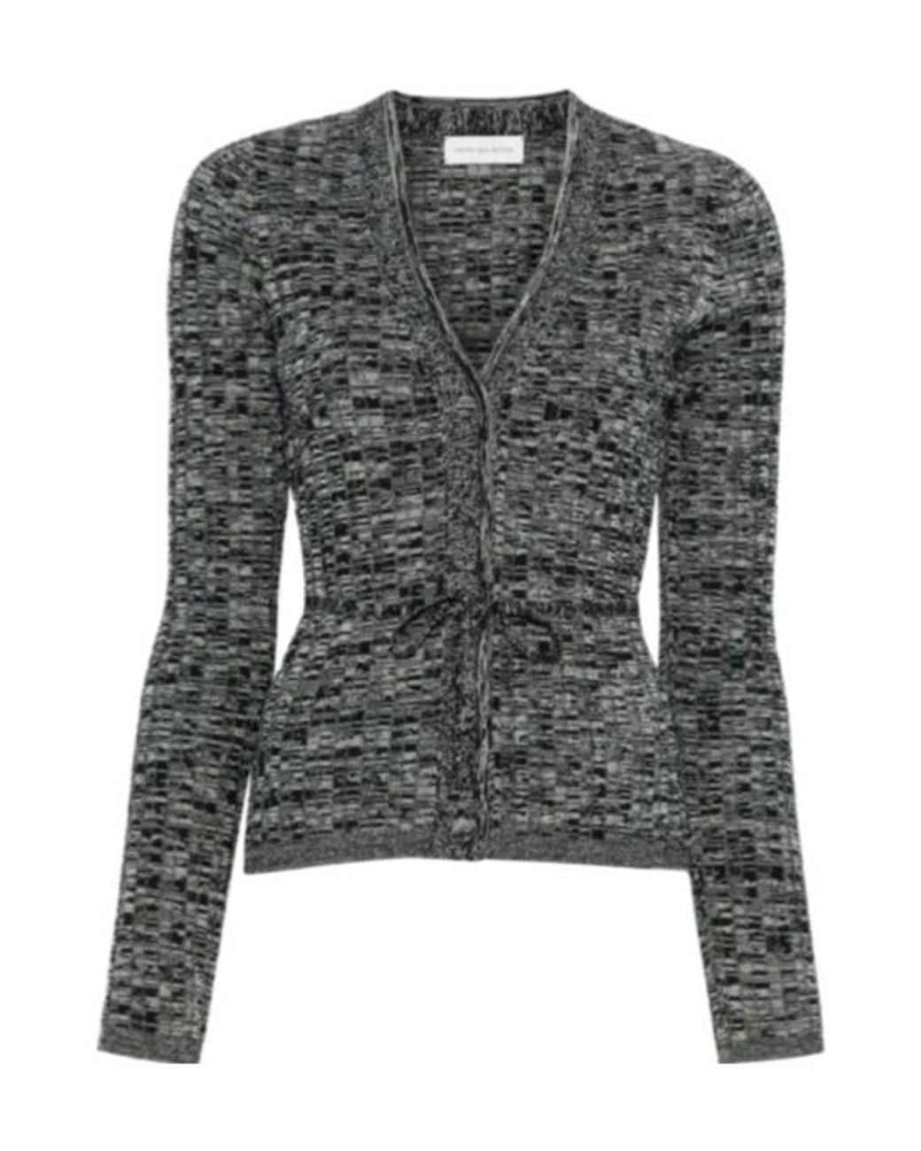 Dries Van Noten Black Long-Sleeved Knitted Cardigan