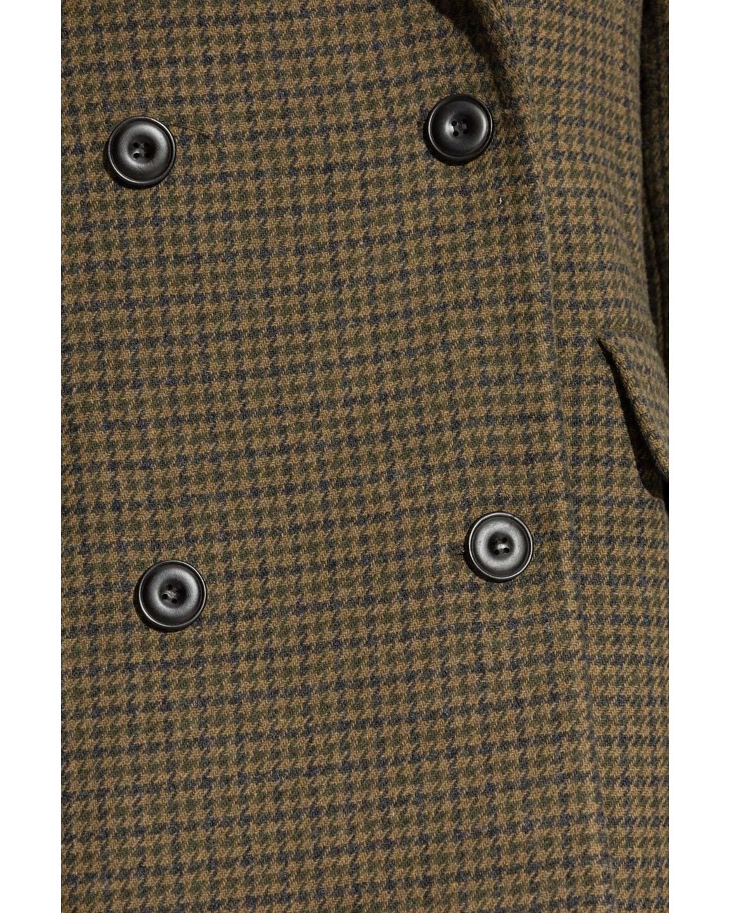 Acne Green Double Breasted Logo Patch Coat