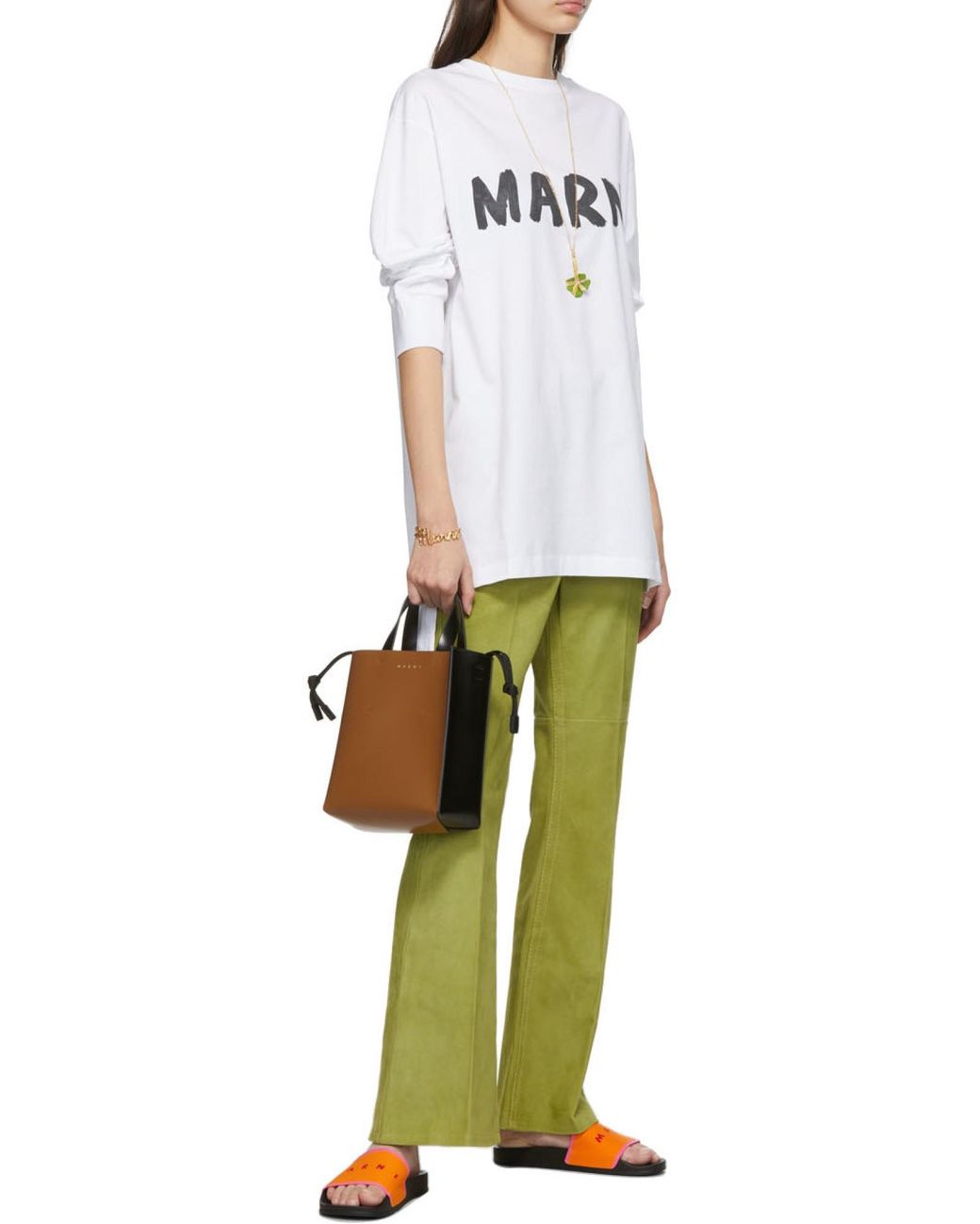 Marni Brown Museo Two-Toned Tote Bag
