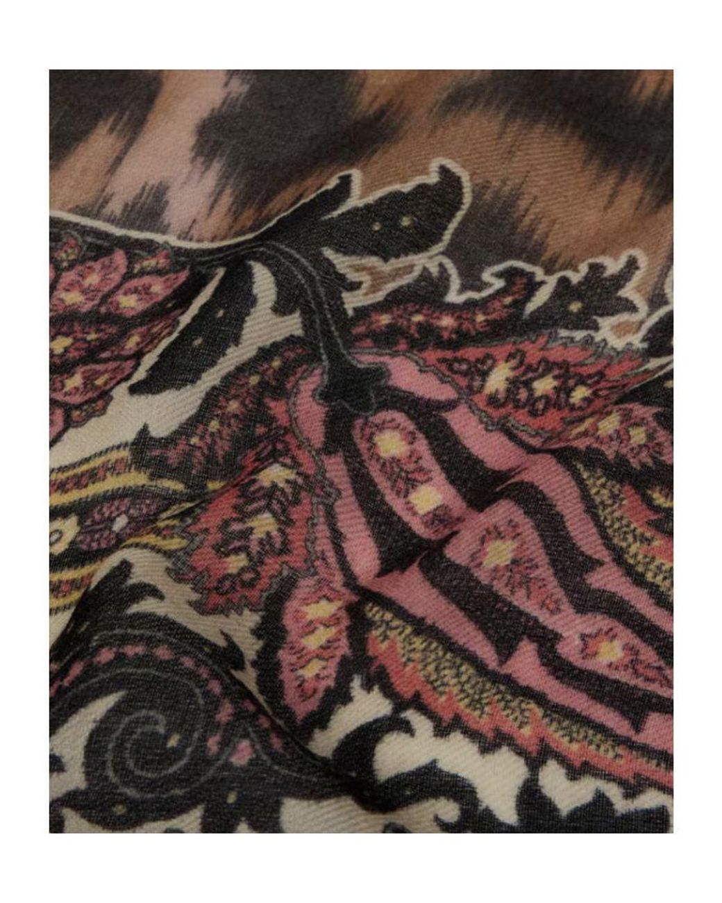 Etro Brown Animalier Square Scarf