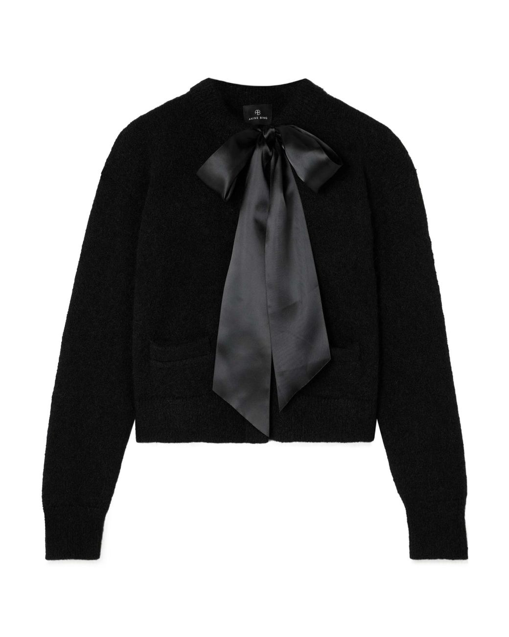 Anine Bing Black Rhodes Bow Detailed Cardigan