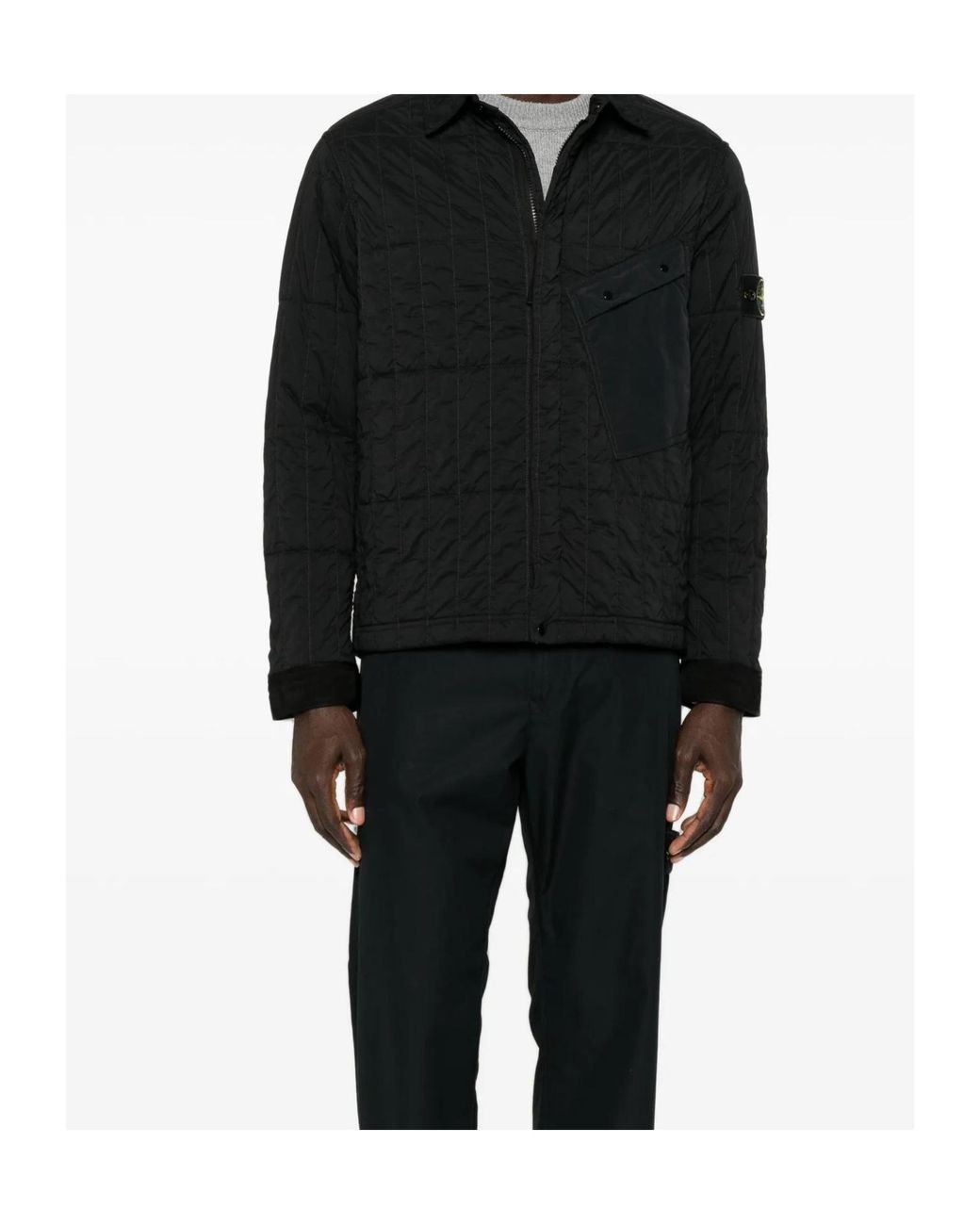 Stone Island Black Quilted Padded Coach Jacket for men