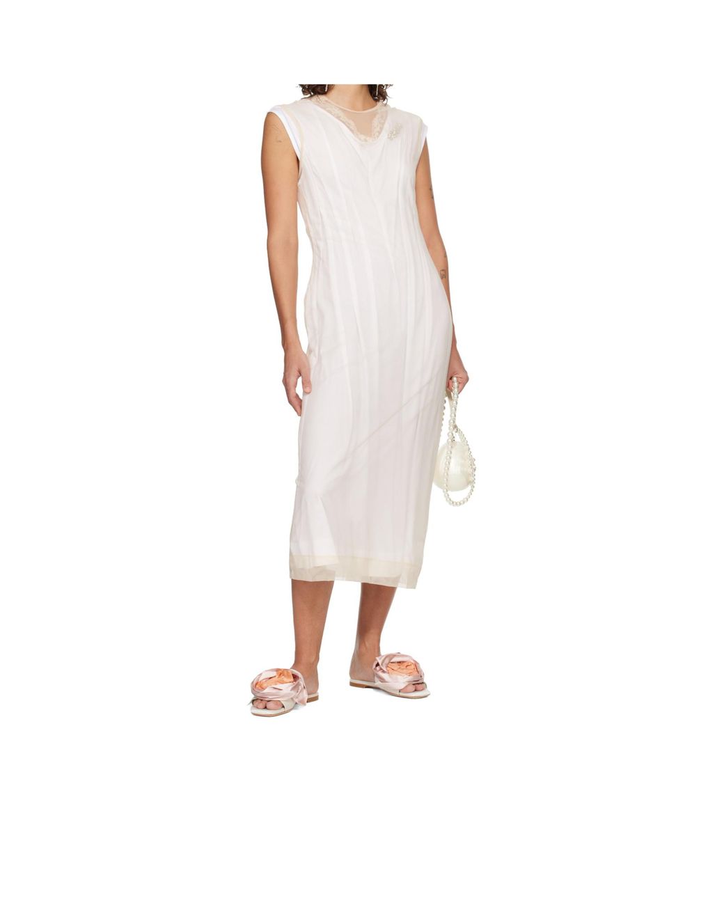 Simone Rocha White Floral Appliqué Slippers