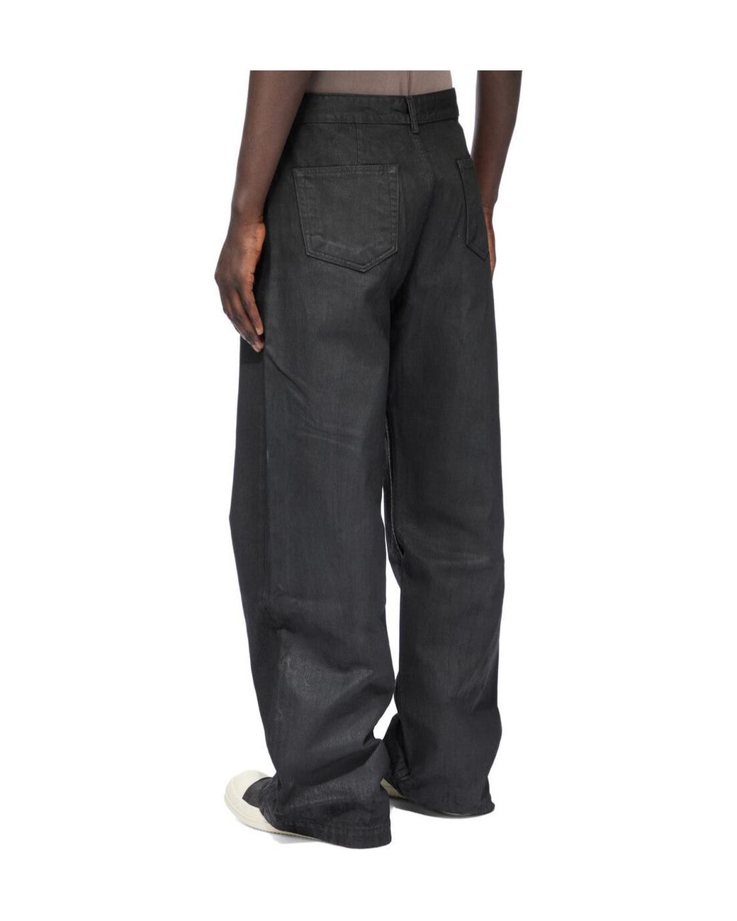Rick Owens Black Geth Waxed Wide-Leg Jeans for men