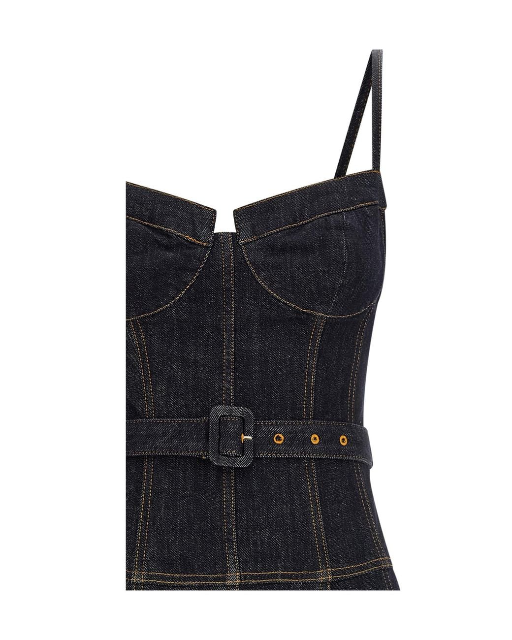 Self-Portrait Blue Denim Flared Midi Dress