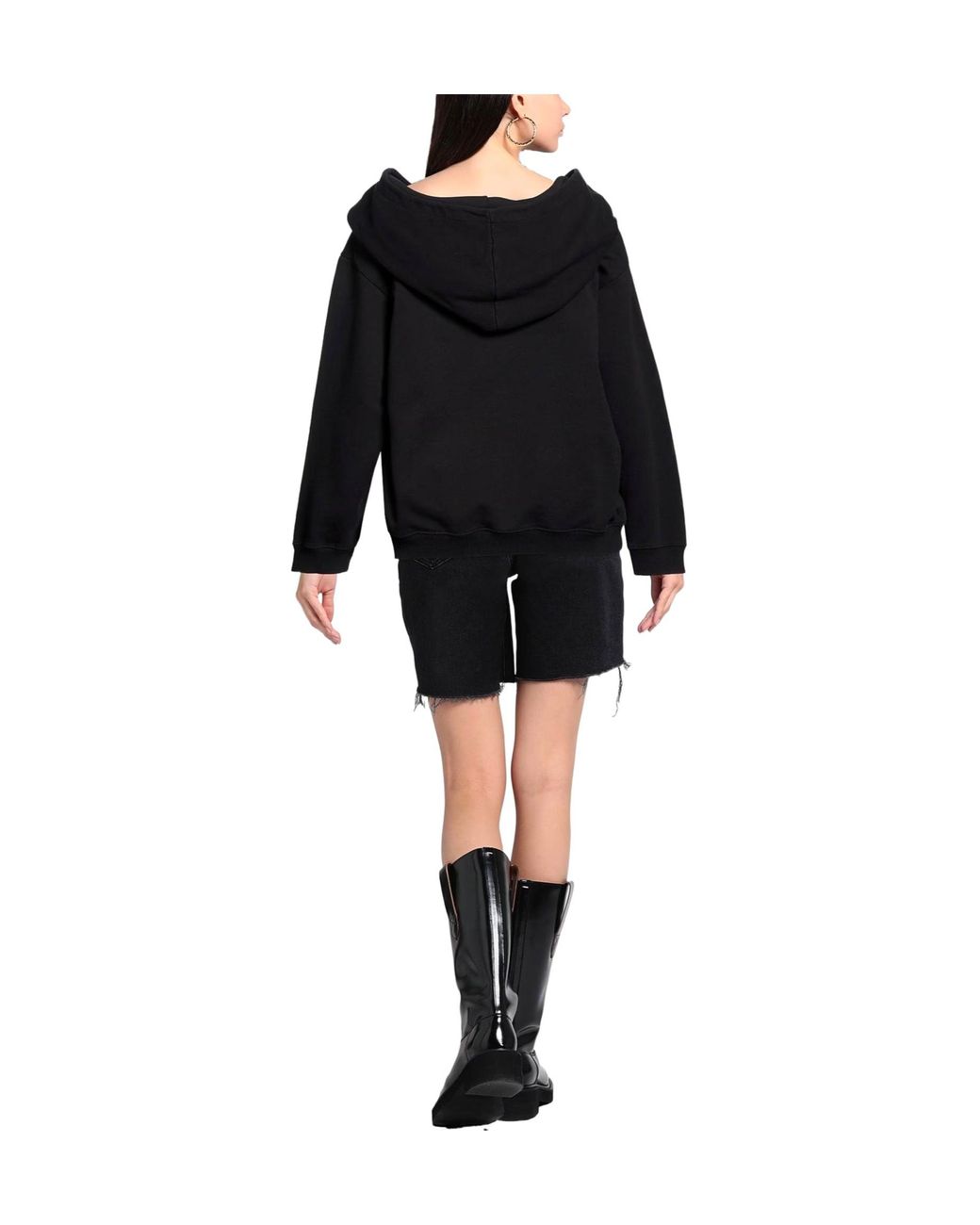 MM6 by Maison Margiela Black Solid-Color Loose-Fit Hoodie