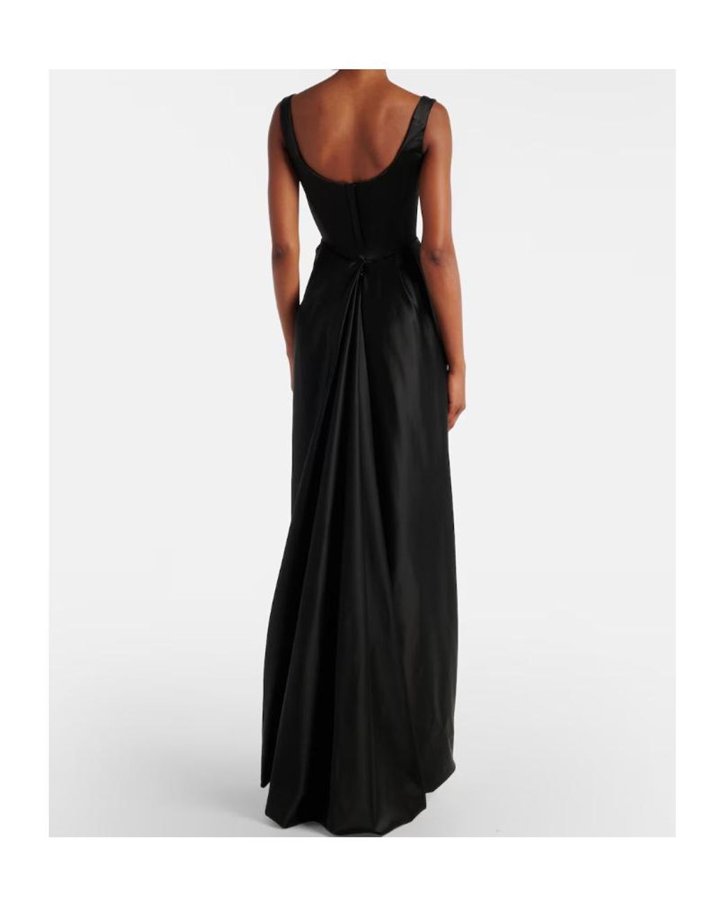 Vivienne Westwood Black Camille Draped Crêpe Satin Bustier Gown