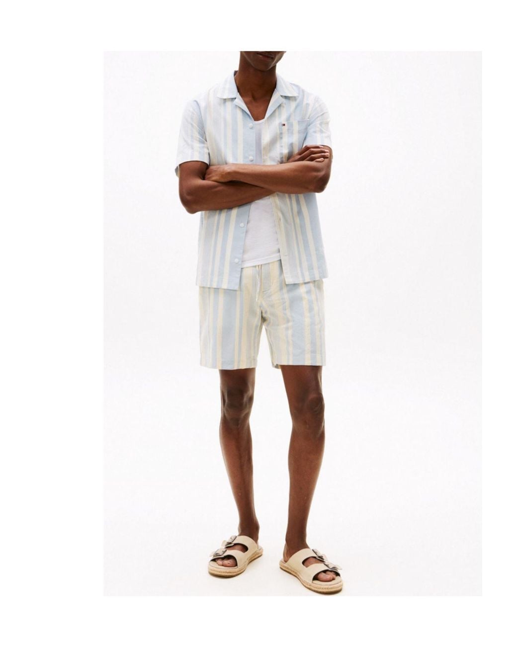 Tommy Hilfiger White Striped Casual Shorts for men