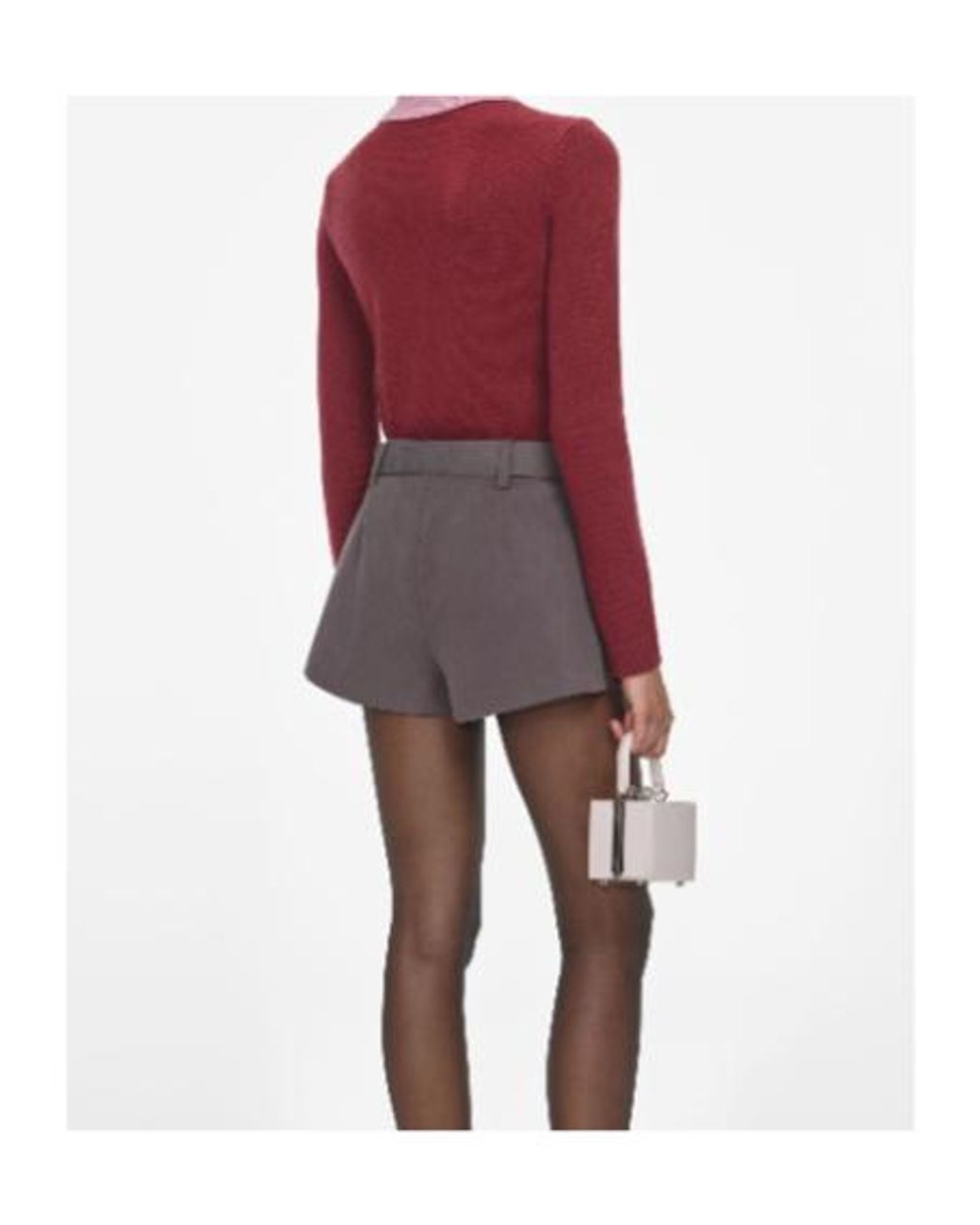 Self-Portrait Red Contrast Collar Knit Top