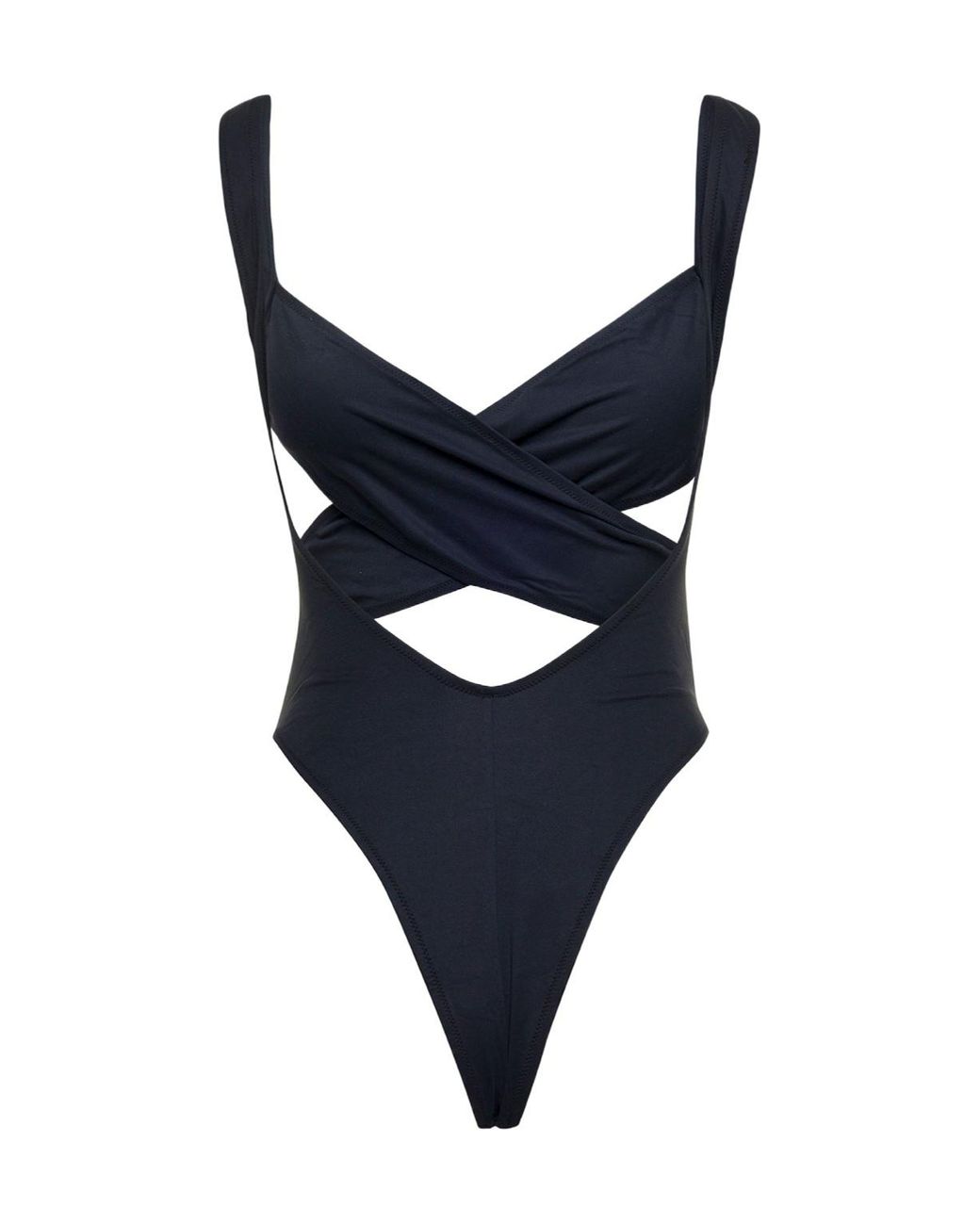 Reina Olga Blue Exotica Cut-Out Open Back Swimsuit