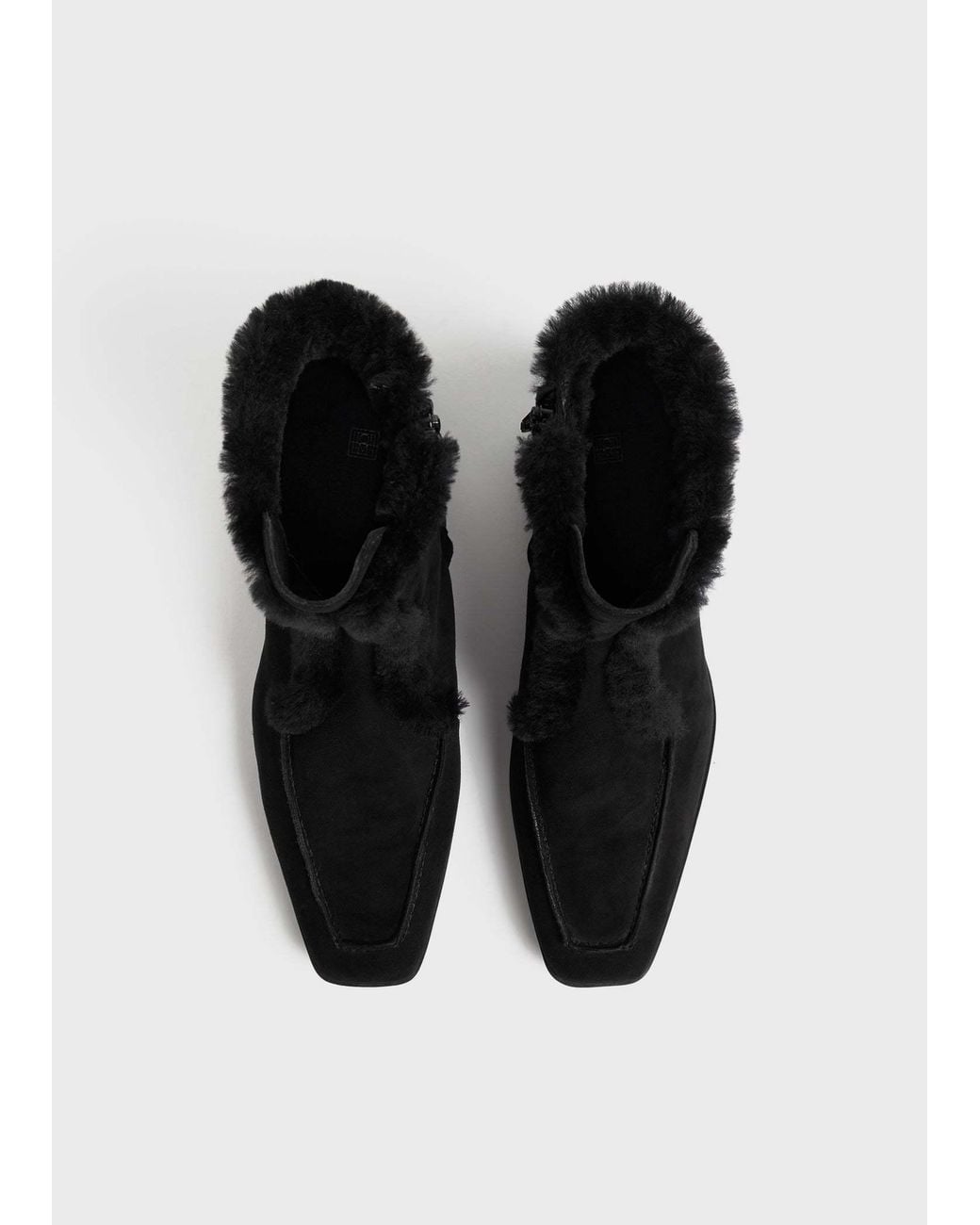 Totême Black Square Toe Ankle Boots