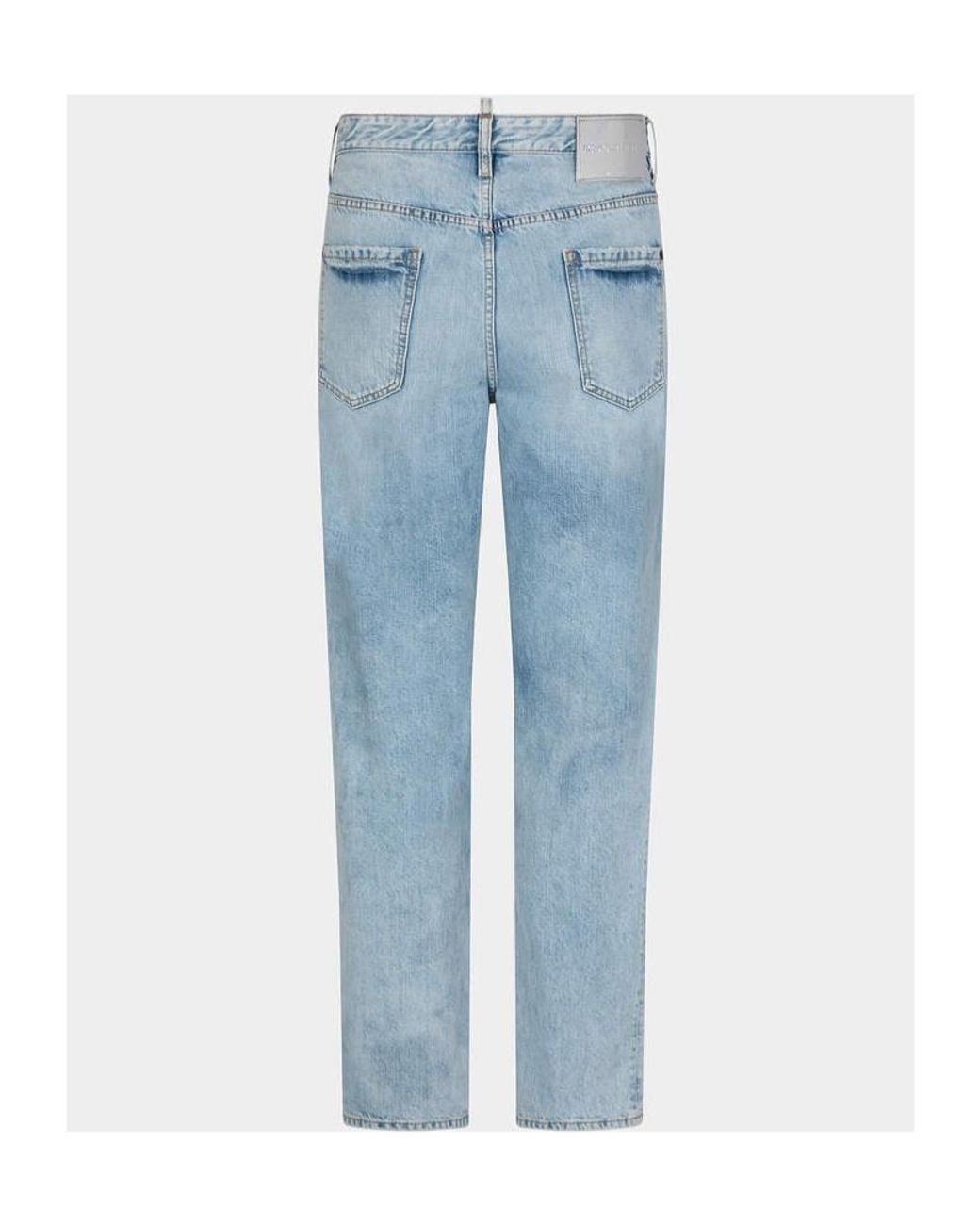 DSquared² Blue Ripped Straight-Leg Jeans for men