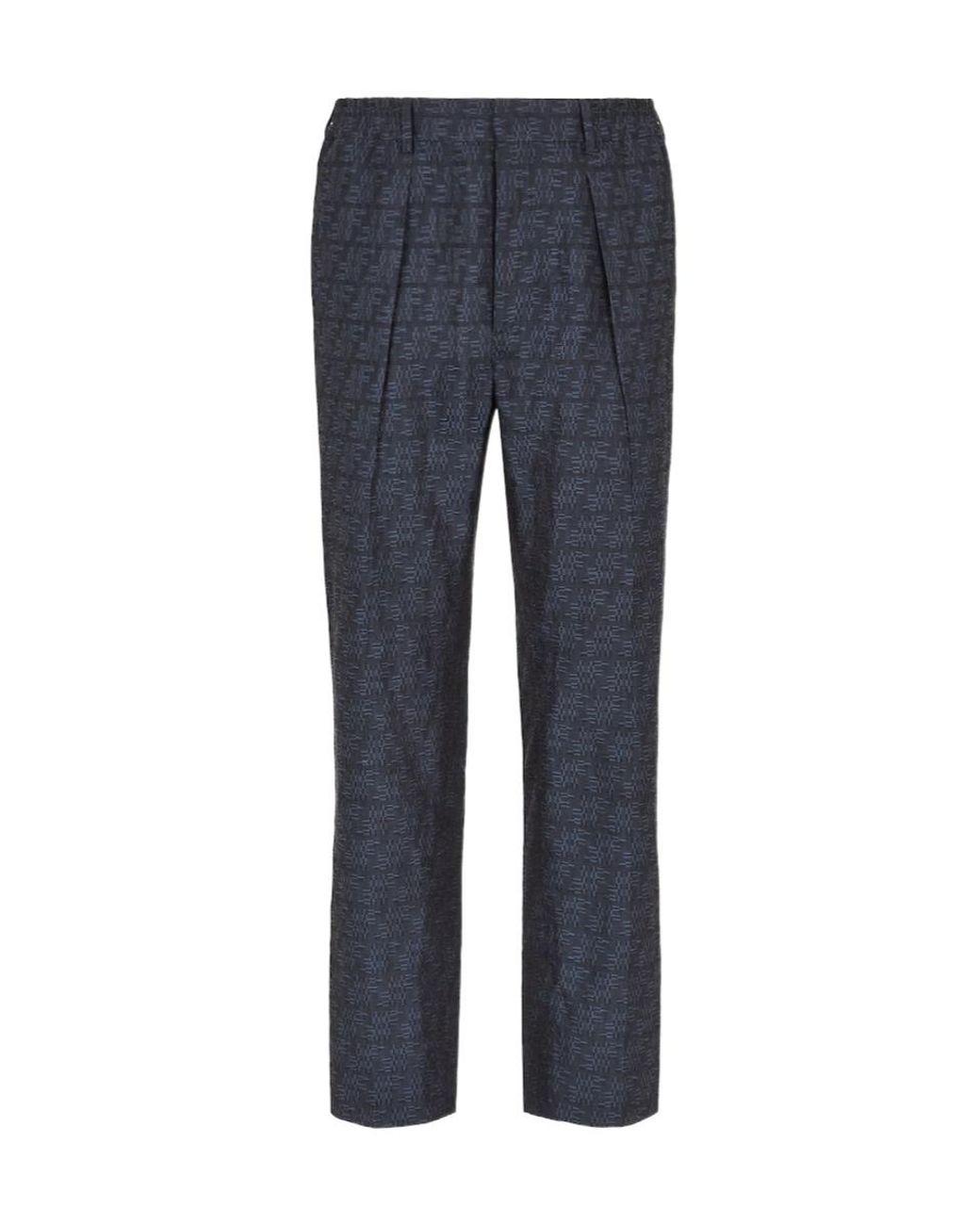 Fendi Blue Ff Labyrinth Jacquard Trousers for men