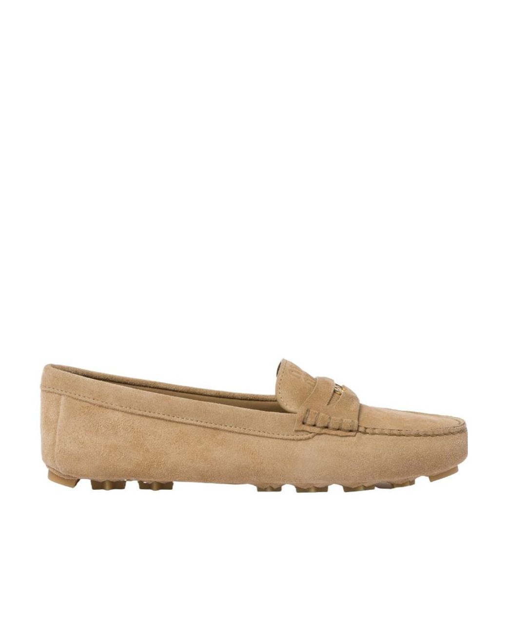Miu Miu Natural Logo-Plaque Slip-On Penny Loafers