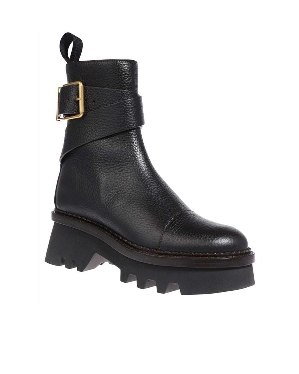 Chloé Black Zippered Platform Ankle Boots