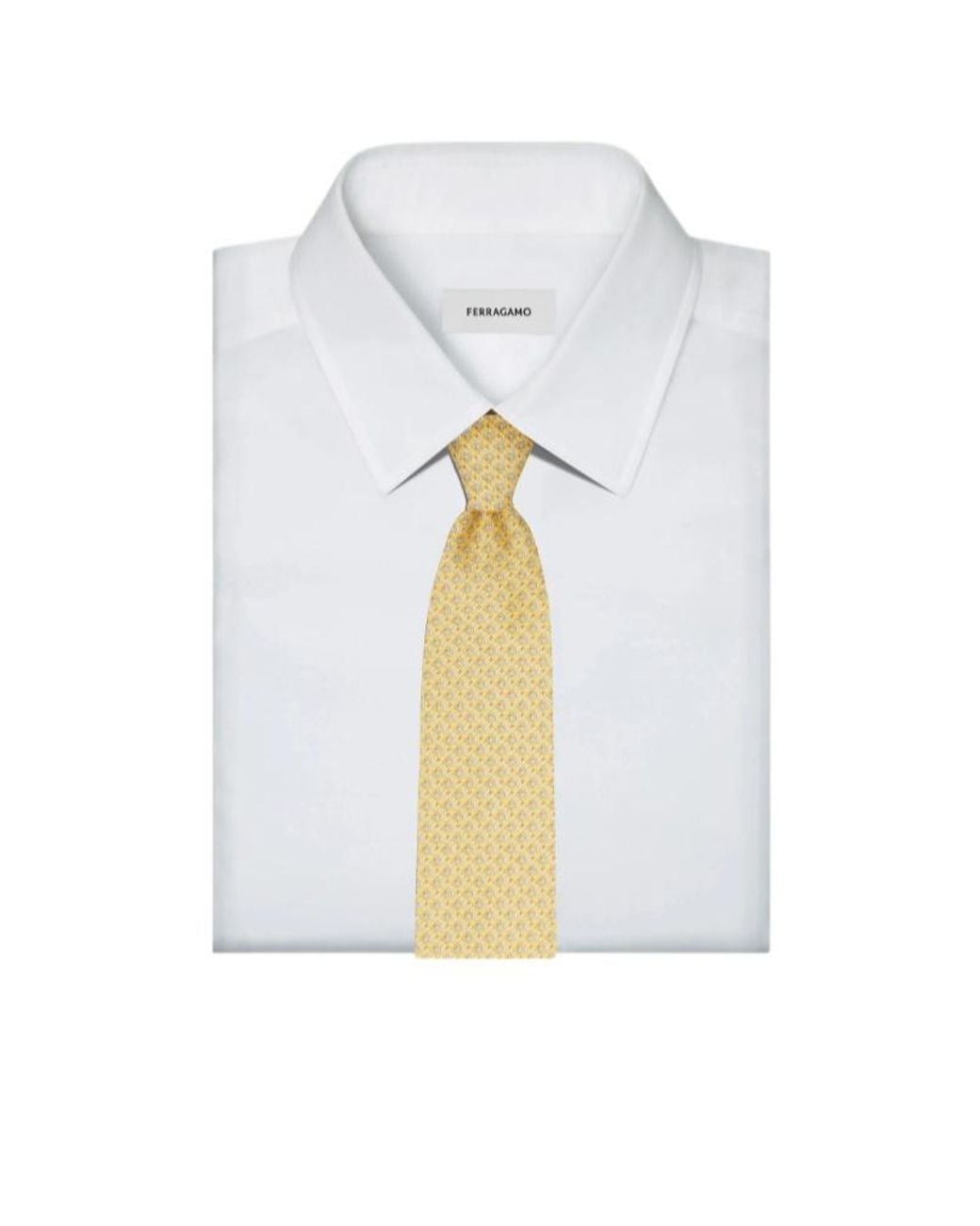 Ferragamo Yellow Gancini Square Print Silk Tie for men