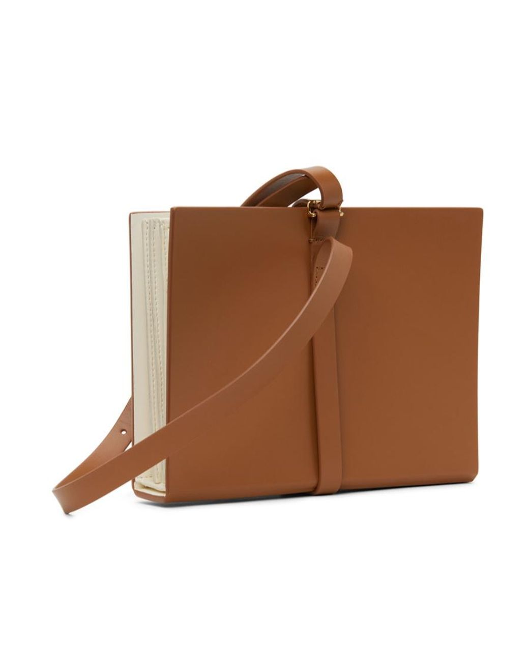 Marni Brown Calf Leather Strapped Clutch Bag