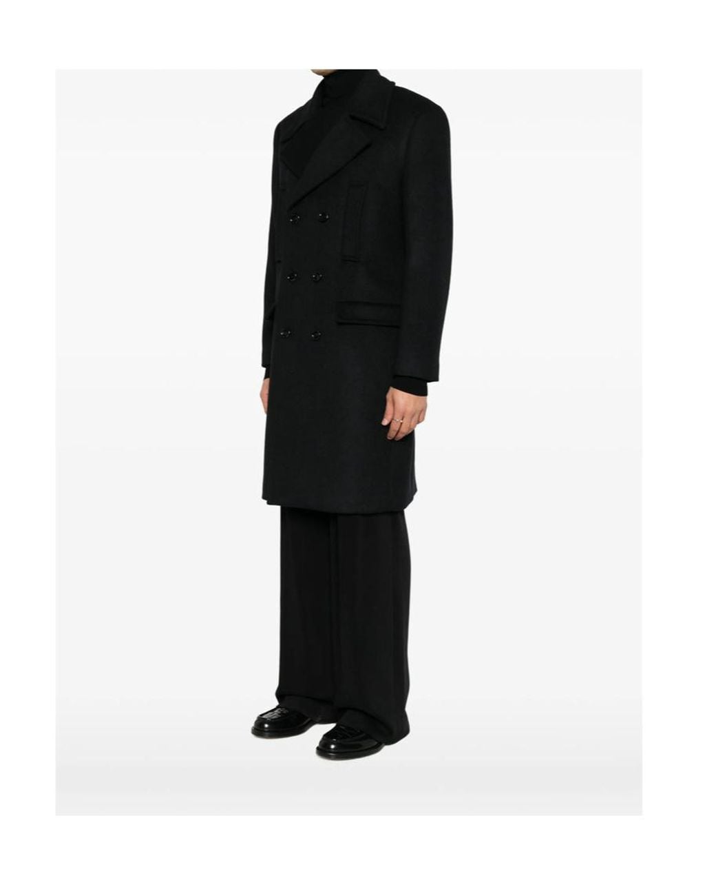 Dondup Black Double-Breasted Long-Sleeved Coat for men