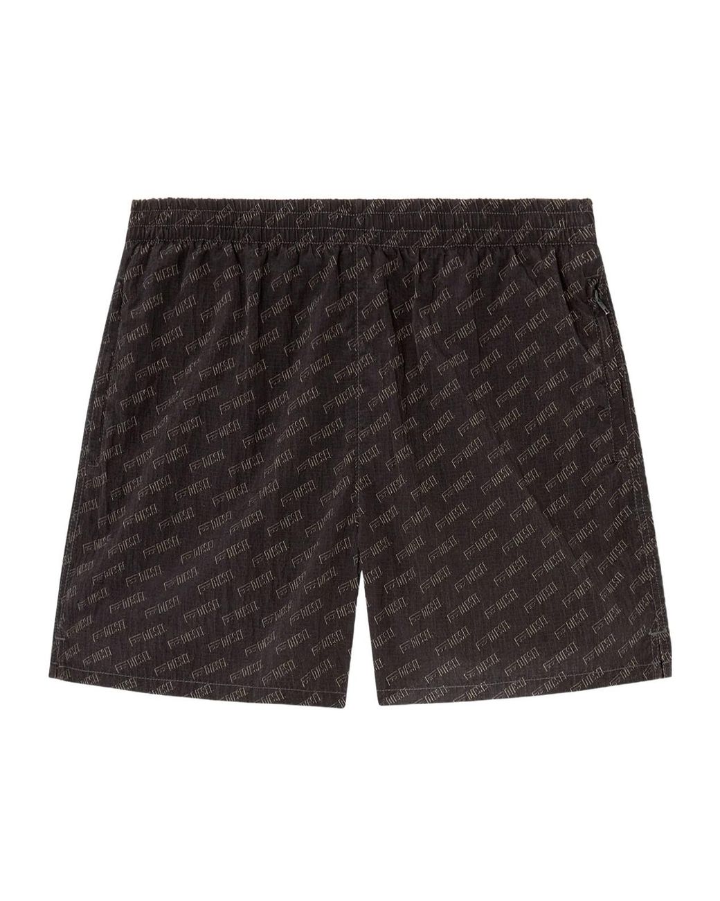 DIESEL Black Daniel-41-Mono-Utlt Monogram Printed Swim Shorts for men