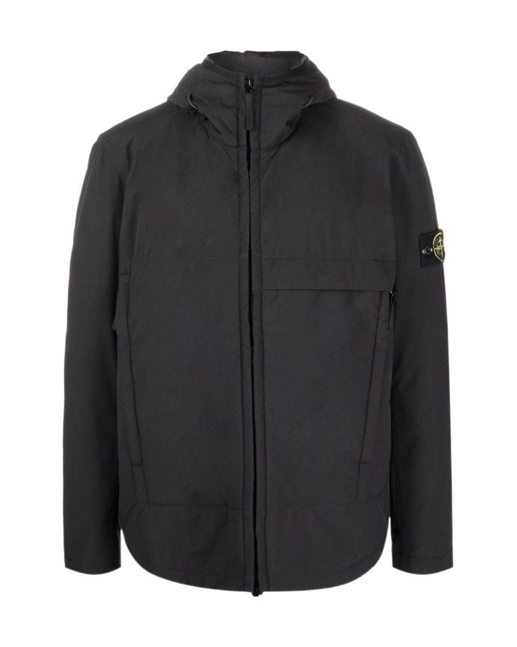 Stone Island Black Logo Hooded Jacket for men