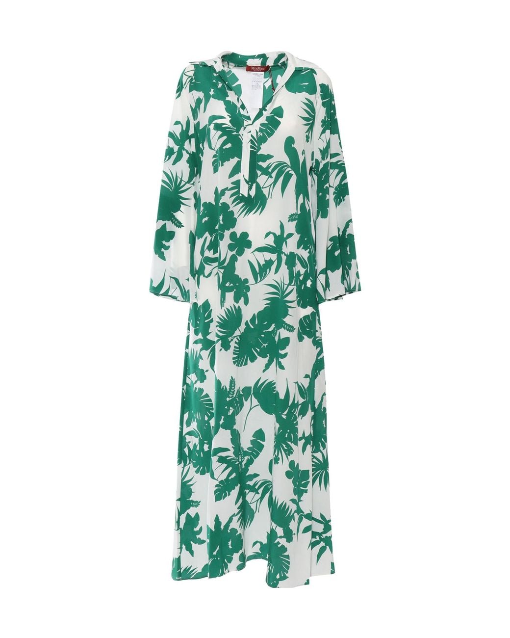 Max Mara Green Livrea Printed Silk Dress