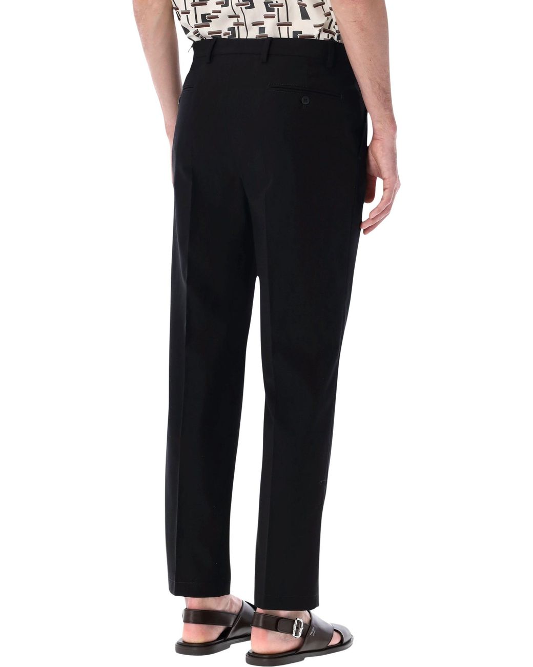 Prada Black Pleat-Detailed Tailored Trousers for men