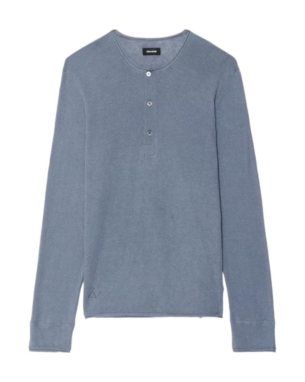 Zadig & Voltaire Blue Logo-Detail Long-Sleeve Sweater for men