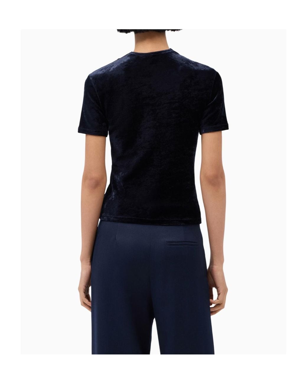 Giorgio Armani Blue Draped Velvet Top