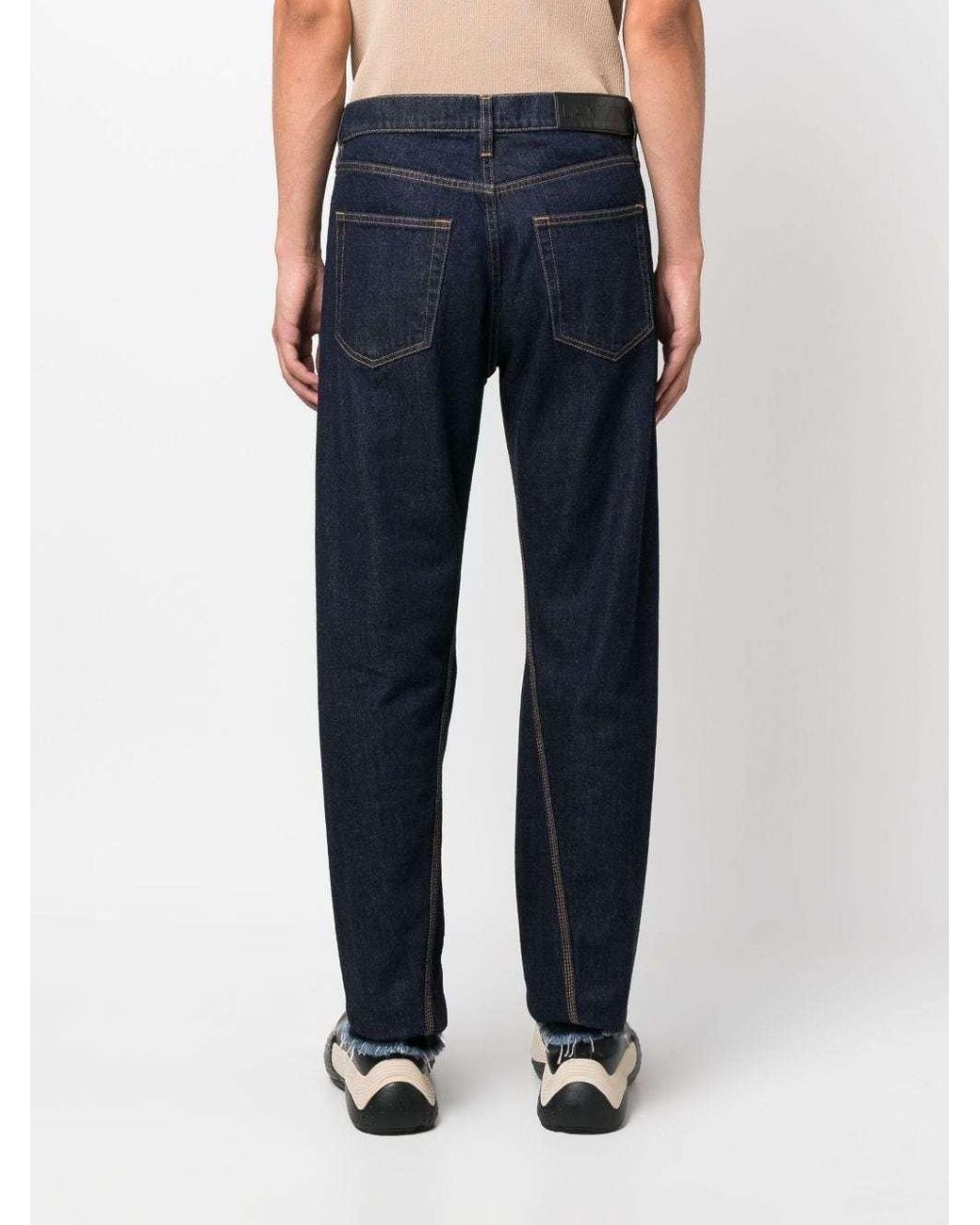 Lanvin Blue Logo Patch Mid-Rise Jeans for men