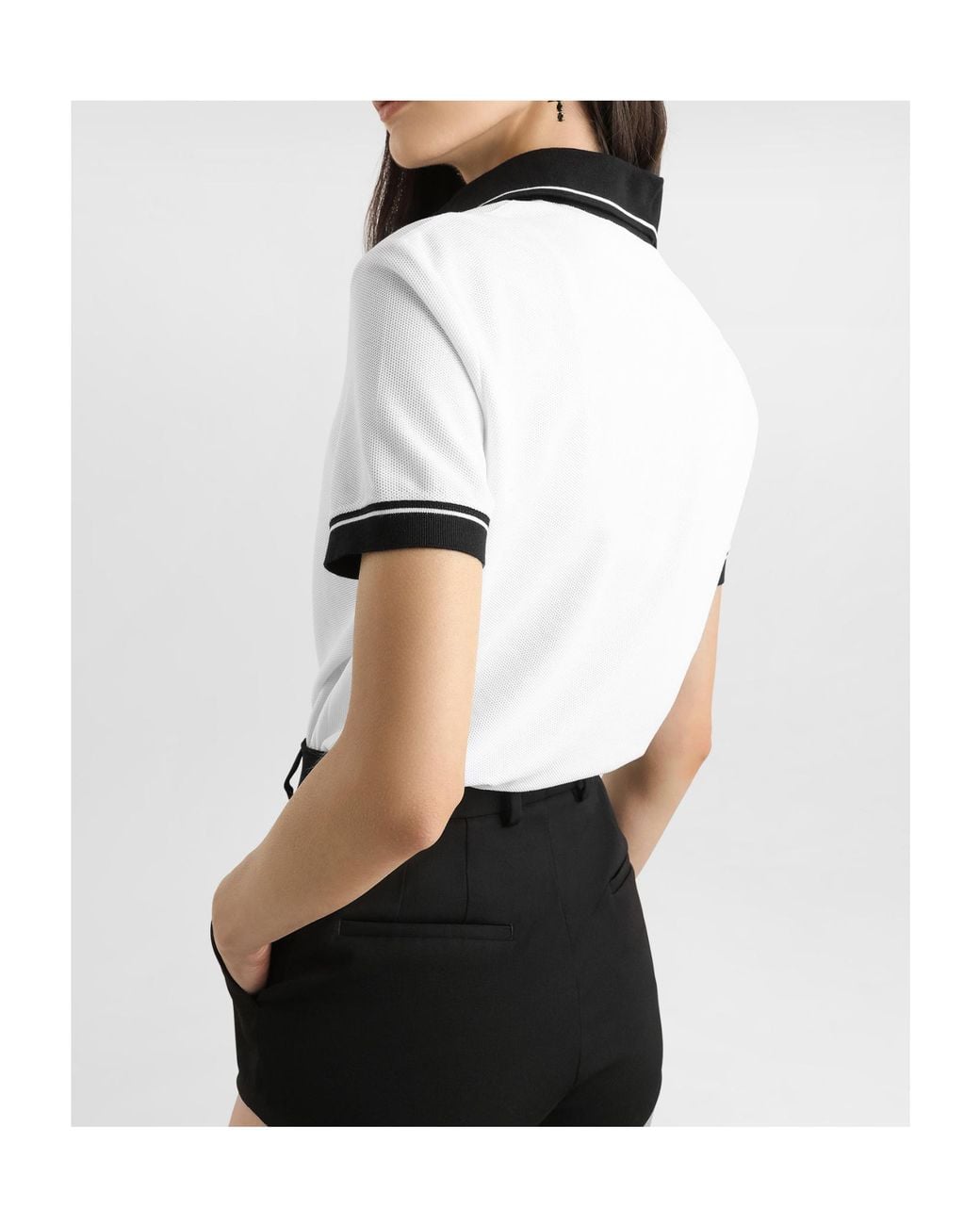 Dolce & Gabbana White Embroidered-Logo Polo Top