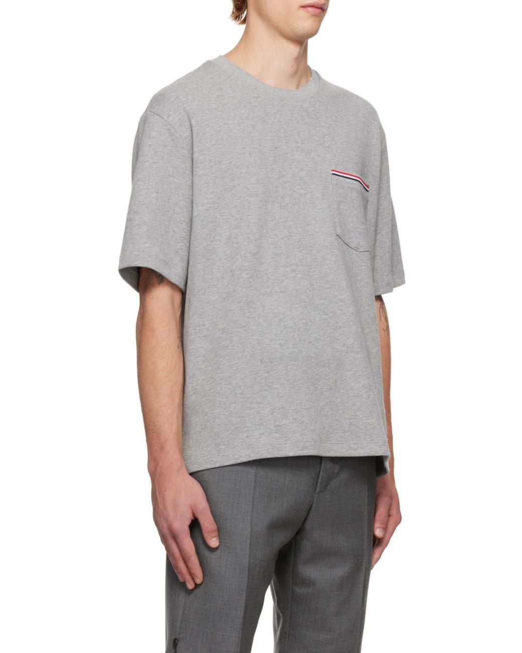 Thom Browne Gray Crewneck Short-Sleeved T-Shirt for men