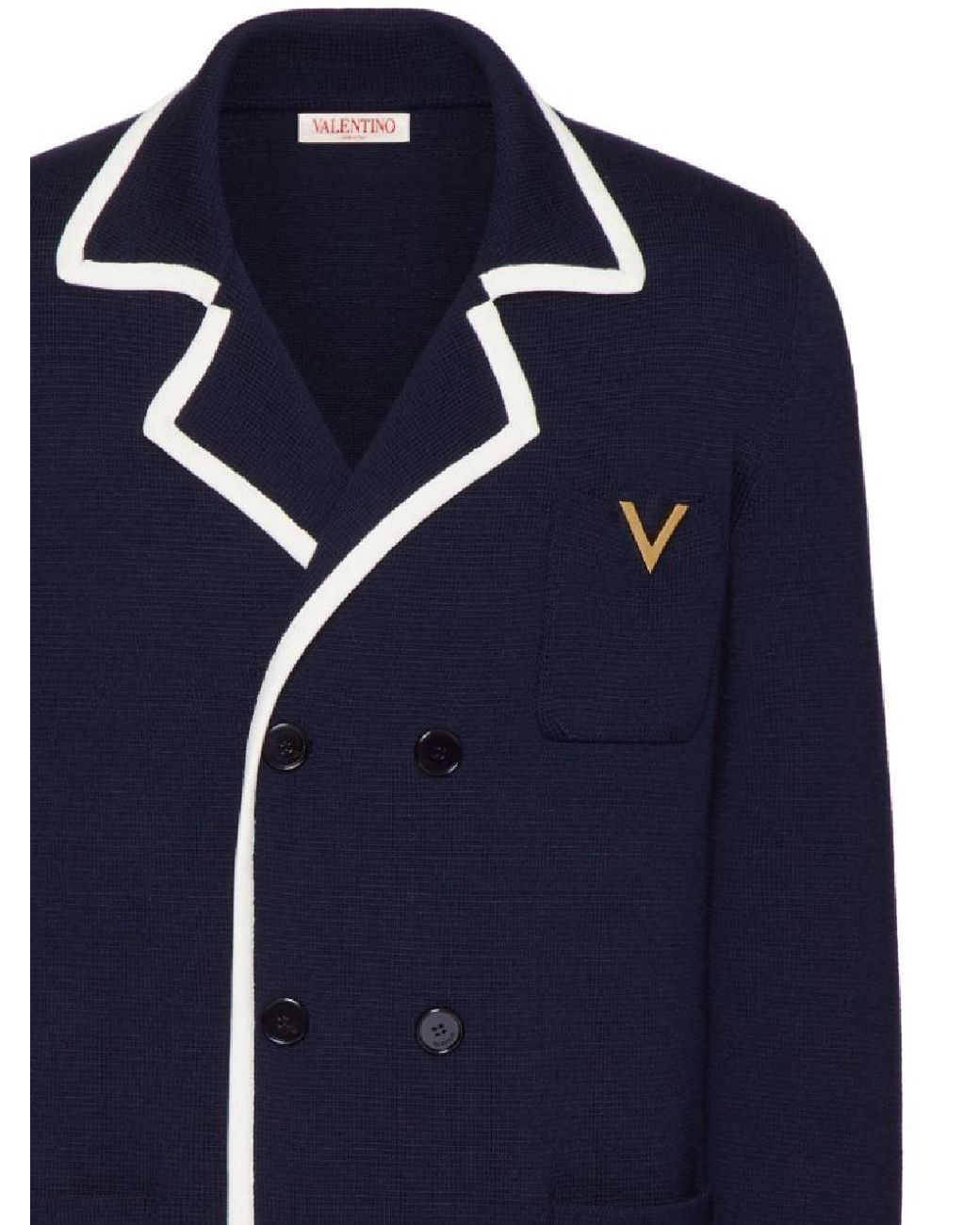 Valentino Blue Vgold Double-Breasted Straight Hem Jacket for men