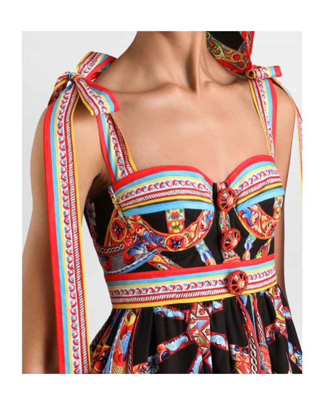 Dolce & Gabbana Red Carretto-Printed Poplin Dress
