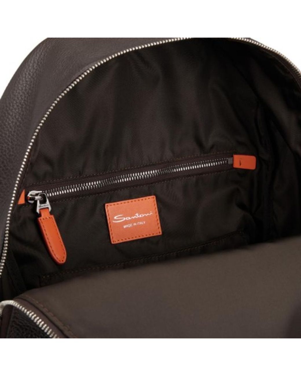 Santoni Black Logo Patch Backpack for men