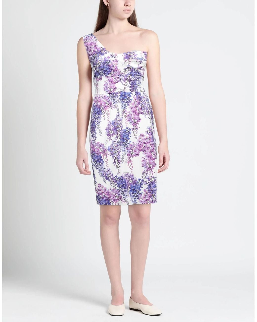 Dolce & Gabbana Purple Off-The-Shoulder Floral Dress