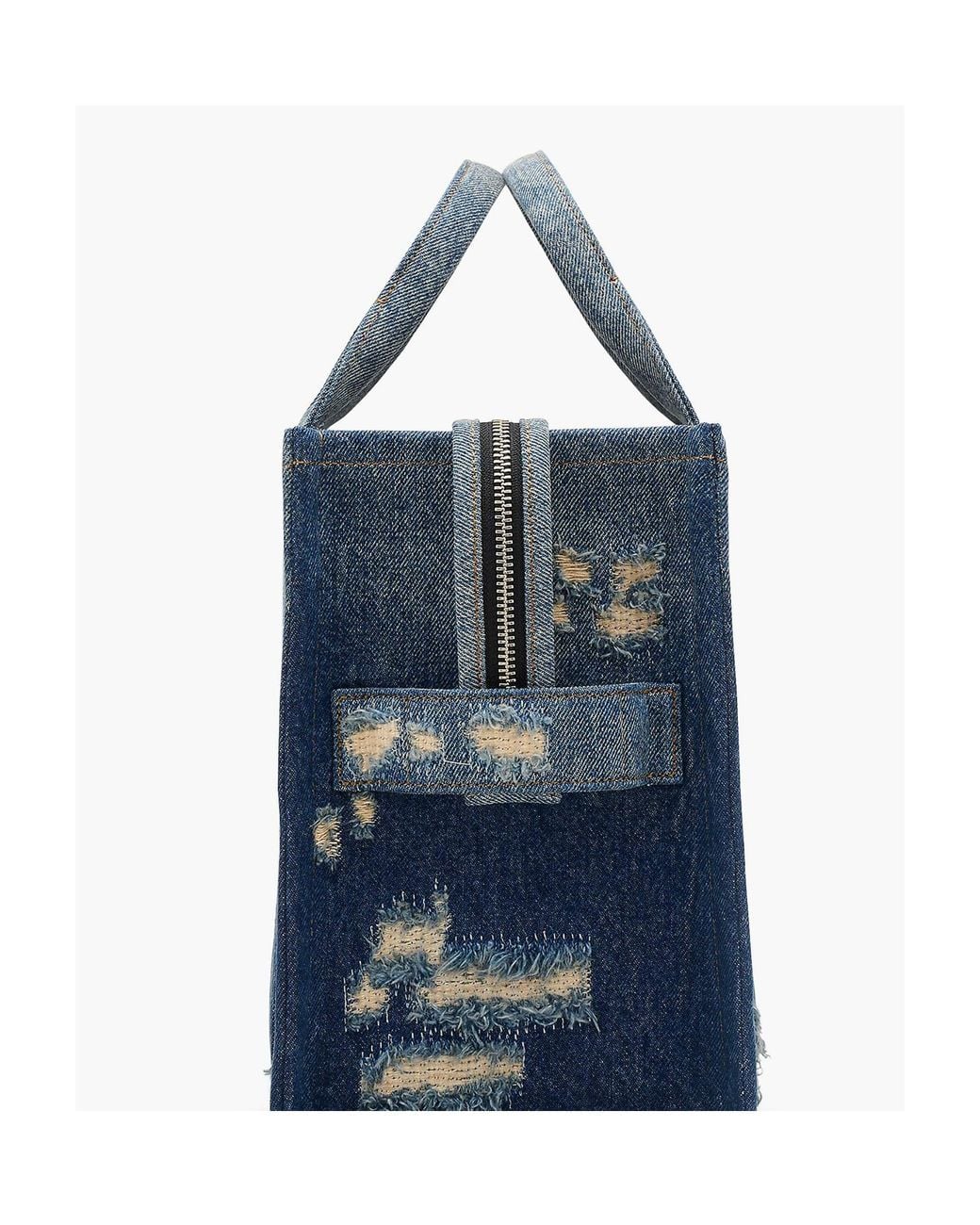 Marc Jacobs Blue The Rip And Repair Denim Medium Tote Bag
